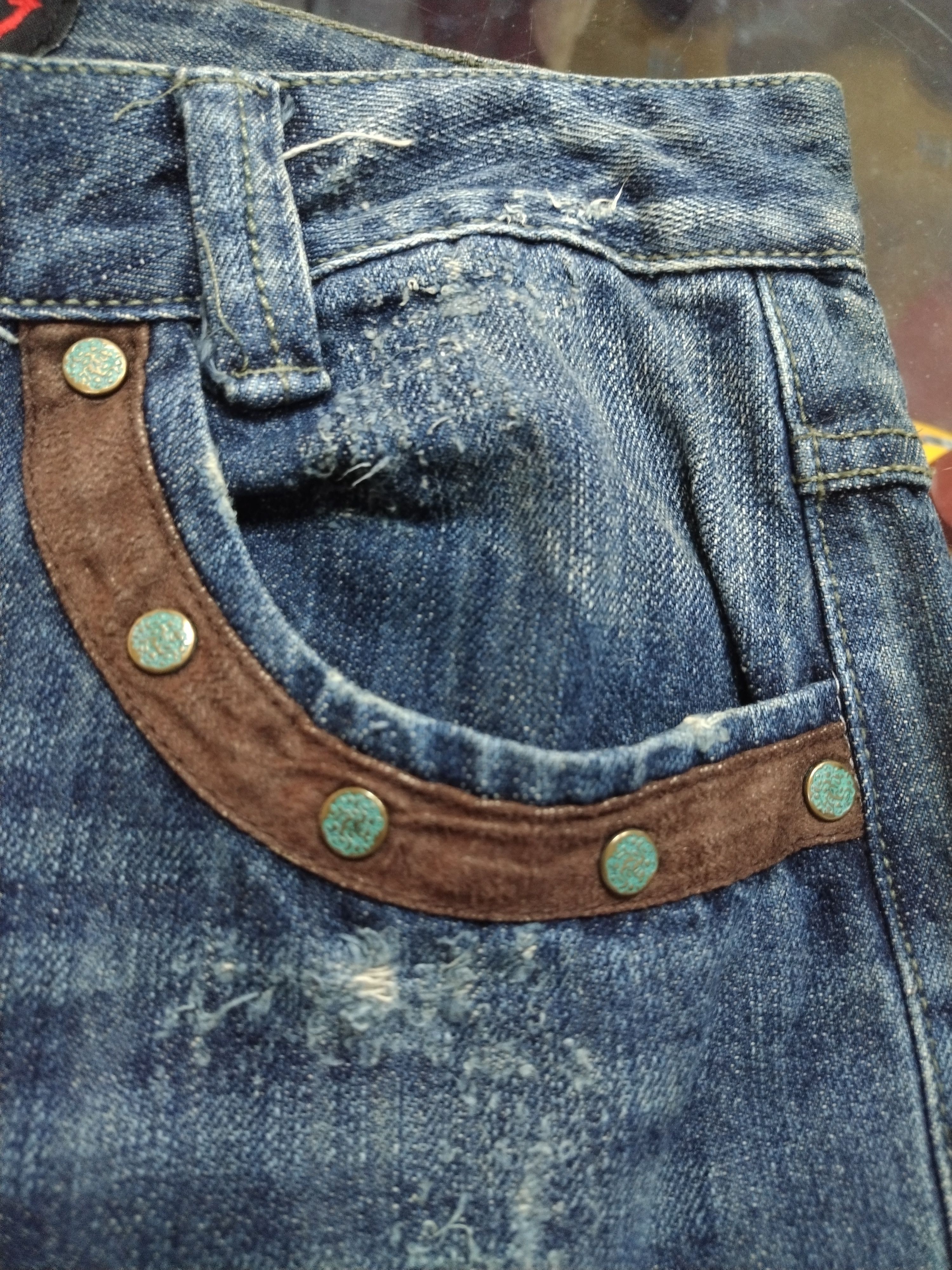 Le Grande Bleu (L.G.B.) 💥Distressed Dieboolu old street chrome hearts design Jeans Size US 32 / EU 48 - 18 Thumbnail