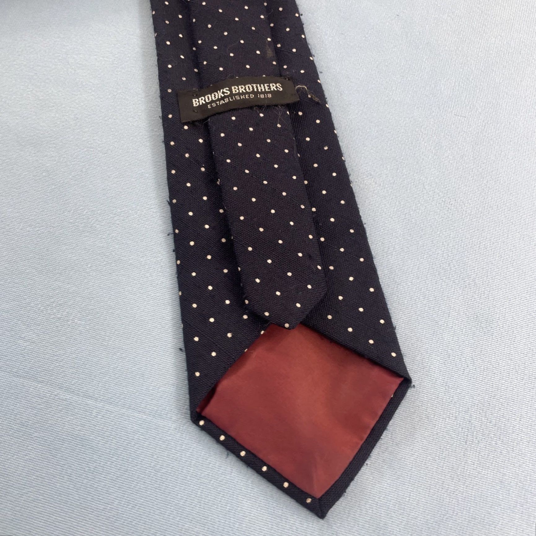 Brooks Brothers VINTAGE Brooks Brothers Makers Silk Tie Blue White Dots Spots USA 3.25x55 Tie Mens Silk Vintage 1960s Wedding Business Power Tie Size ONE SIZE - 4 Thumbnail