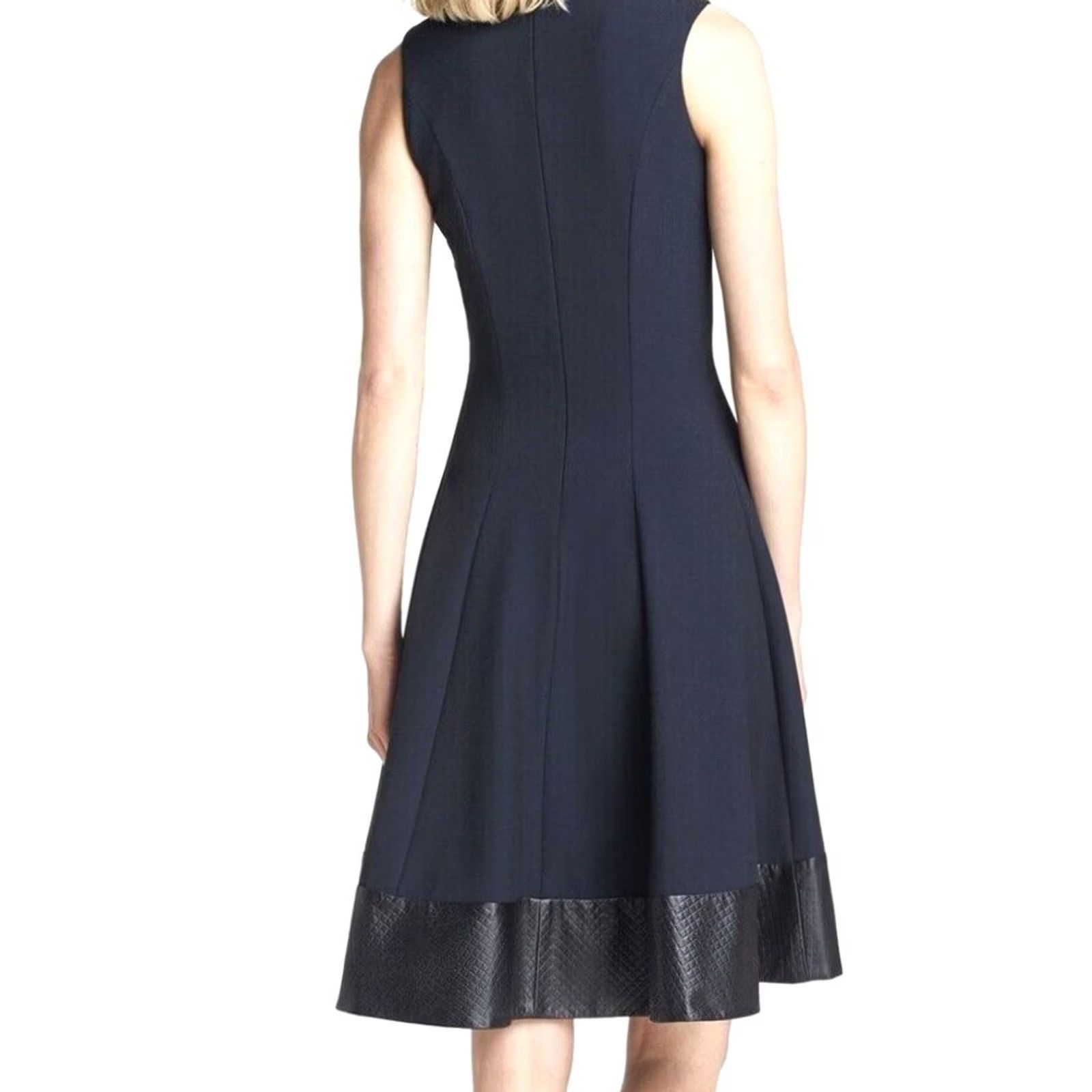 L'AGENCE L'Agence Dress Sleeveless Round Neck Zip Knee Length Black Embossed Leather Trim Ponte Knit Sz 4 Regular Womens Fashion Size S / US 4 / IT 40 - 5 Thumbnail
