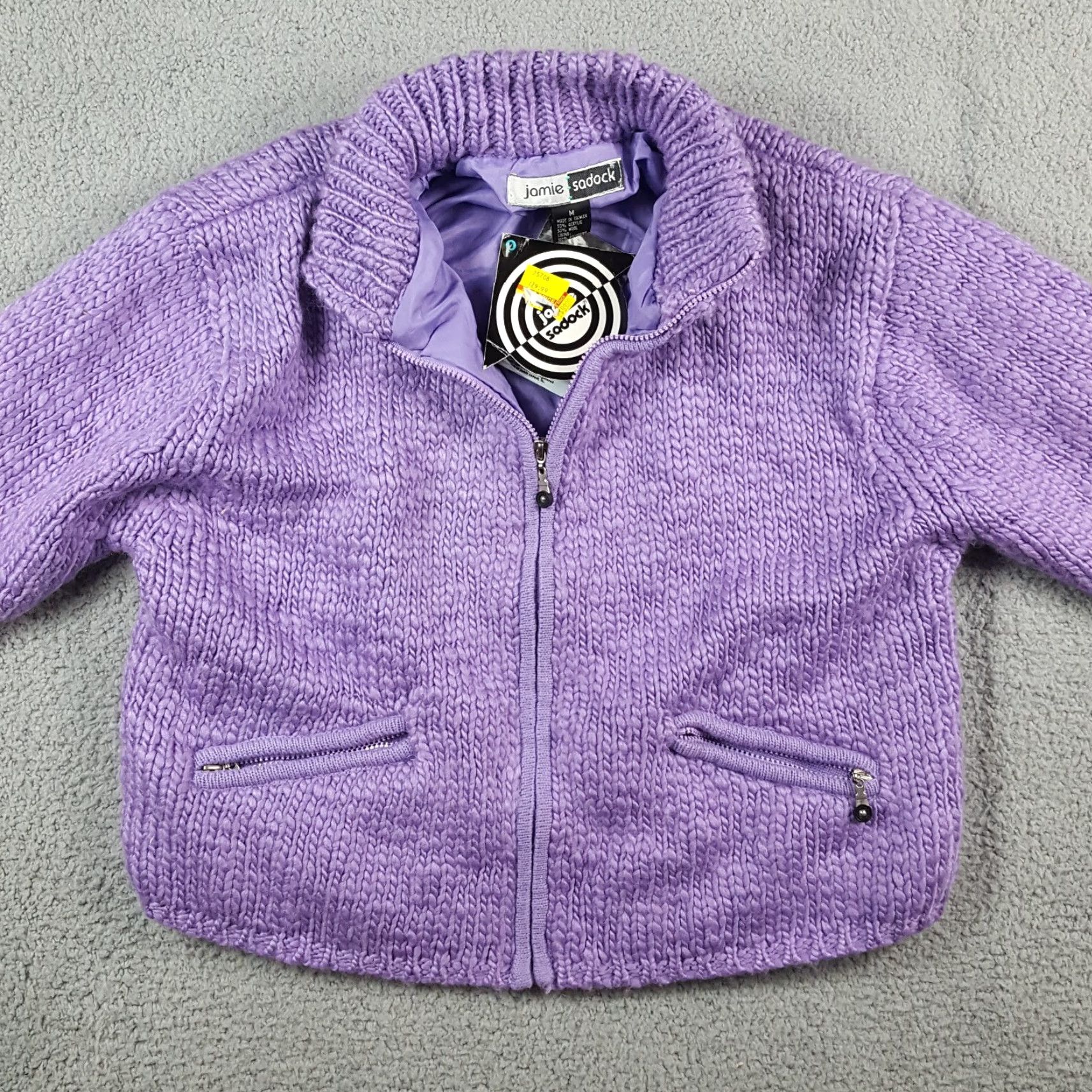 Vintage VINTAGE Jamie Sadock Y2K Purple Cable Knit Cardigan Sweater Women’s Medium Zip Up Soft Warm 90s Retro Size M / US 6-8 / IT 42-44 - 2 Thumbnail