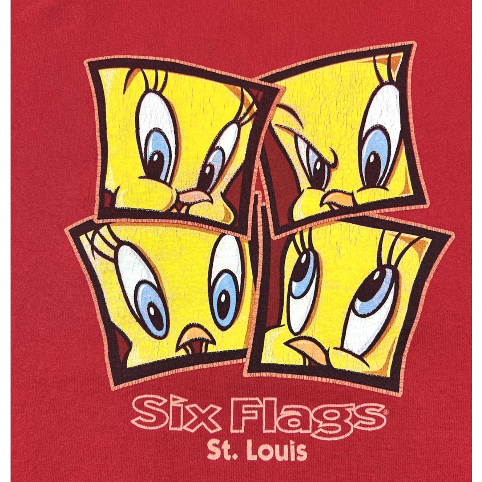 Vintage VINTAGE Six Flags Sweatshirt Crew Neck Men XL Red Tweety Looney Tunes 90s Cartoon Logo Fleece/ Cotton Blend Size US XL / EU 56 / 4 - 3 Thumbnail