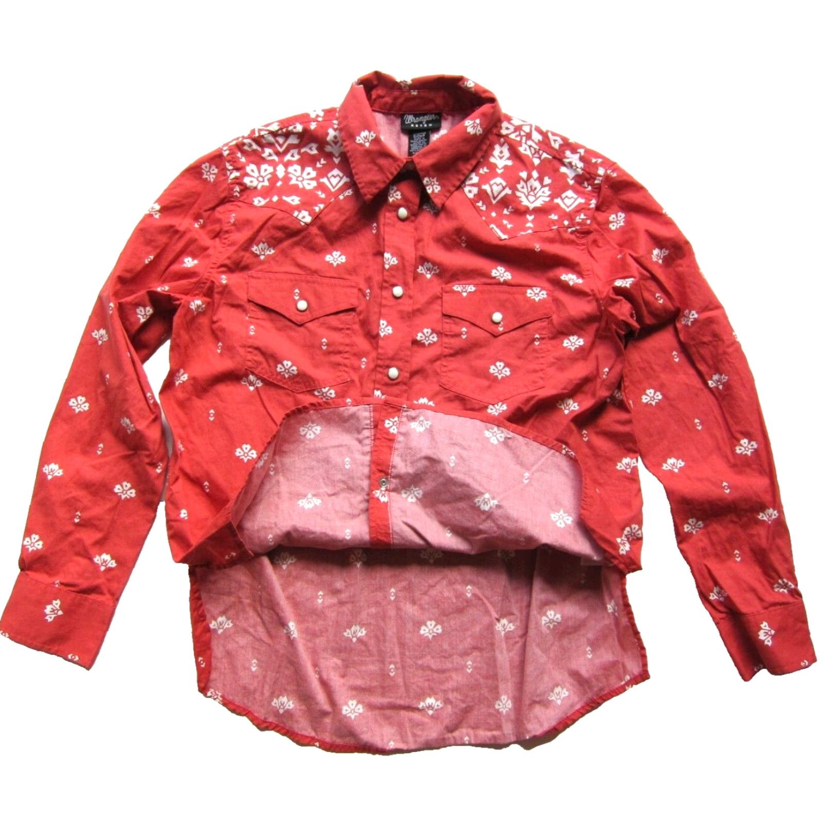Wrangler Wrangler Shirt Western Floral Coral Red White Snap Button Long Sleeve S Womens Regular 100% Cotton Size S / US 4 / IT 40 - 5 Thumbnail