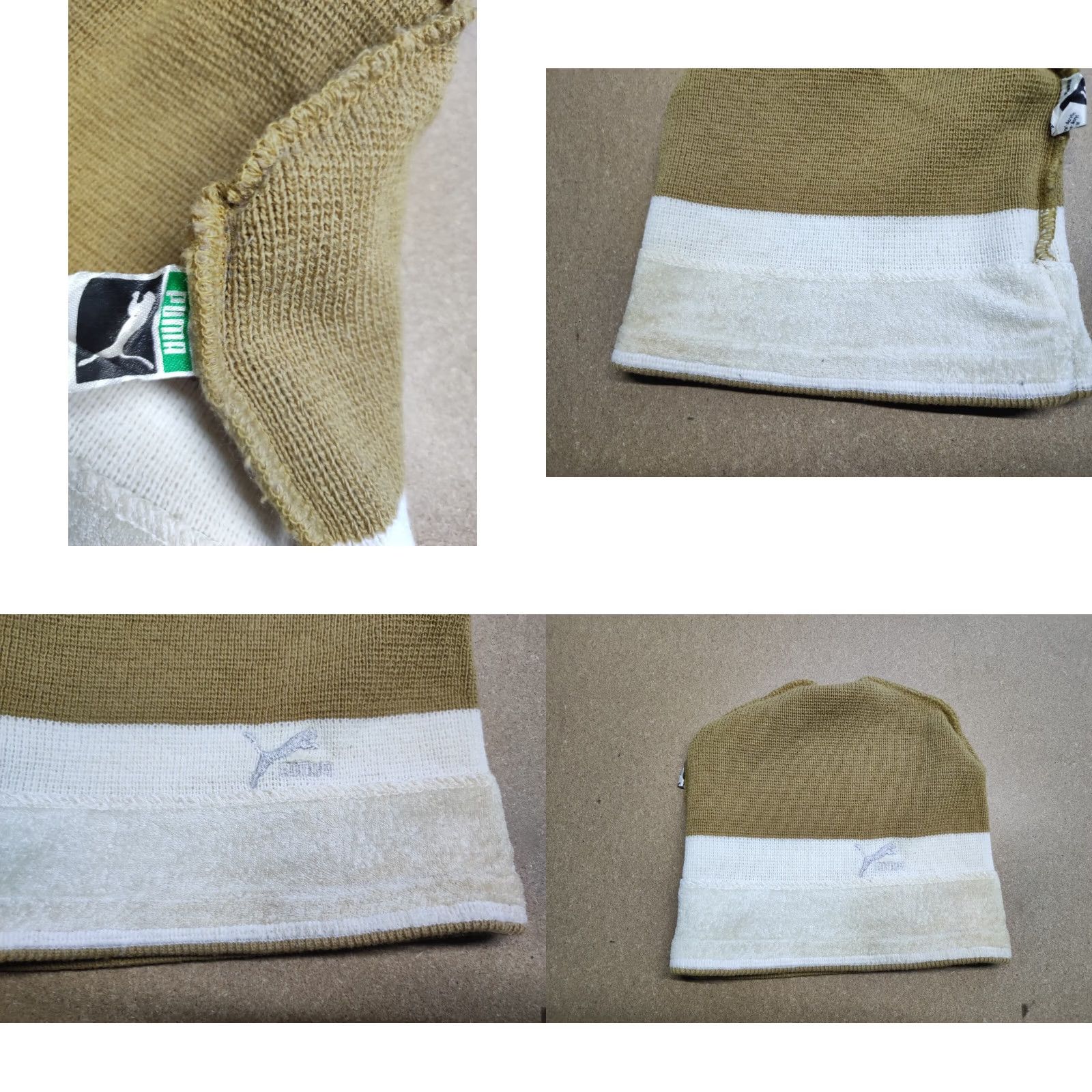 Puma VINTAGE PUMA Beanie Hat Ski Beige One Size Made in West Germany Logo Lined Winter Knit Unisex Adults Mens Womens Size ONE SIZE - 8 Thumbnail