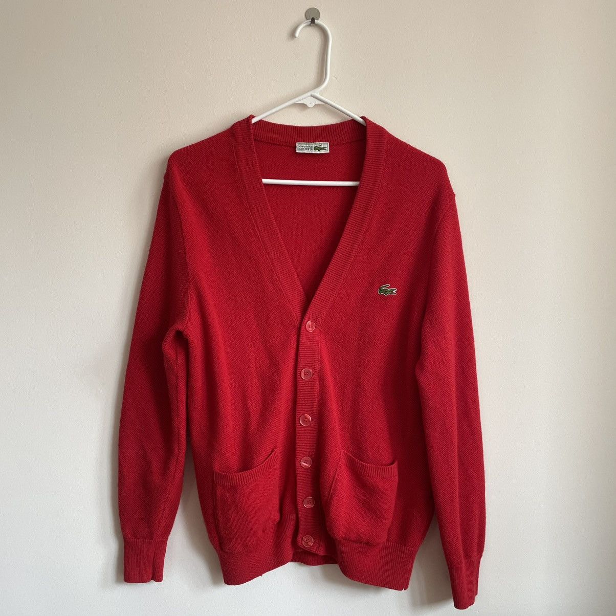 Lacoste × Vintage Lacoste 80s Red Logo Cardigan Sweater Knit Size US M / EU 48-50 / 2 - 1 Thumbnail
