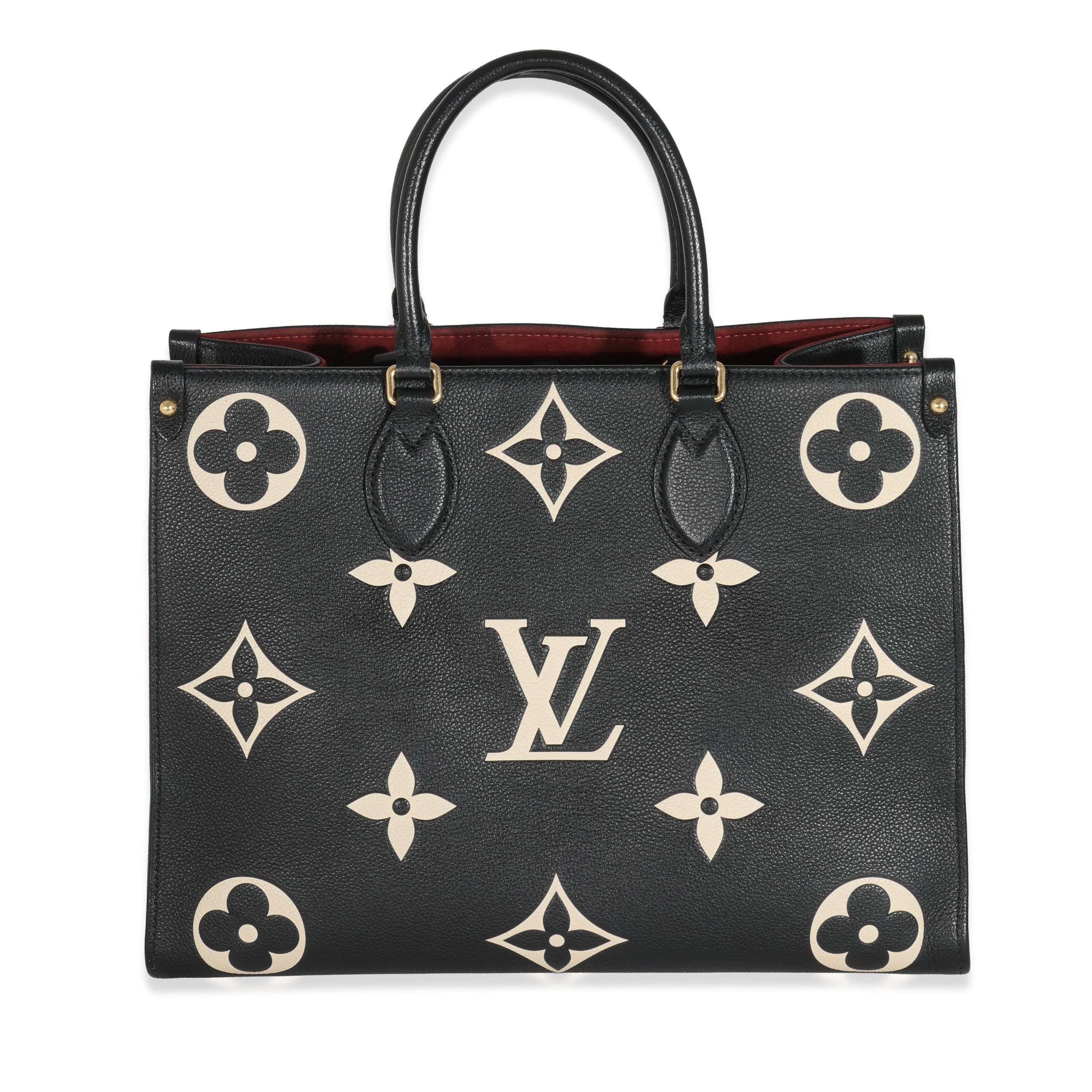 image of Louis Vuitton Black Beige Monogram Giant Empreinte Onthego Mm, Women's