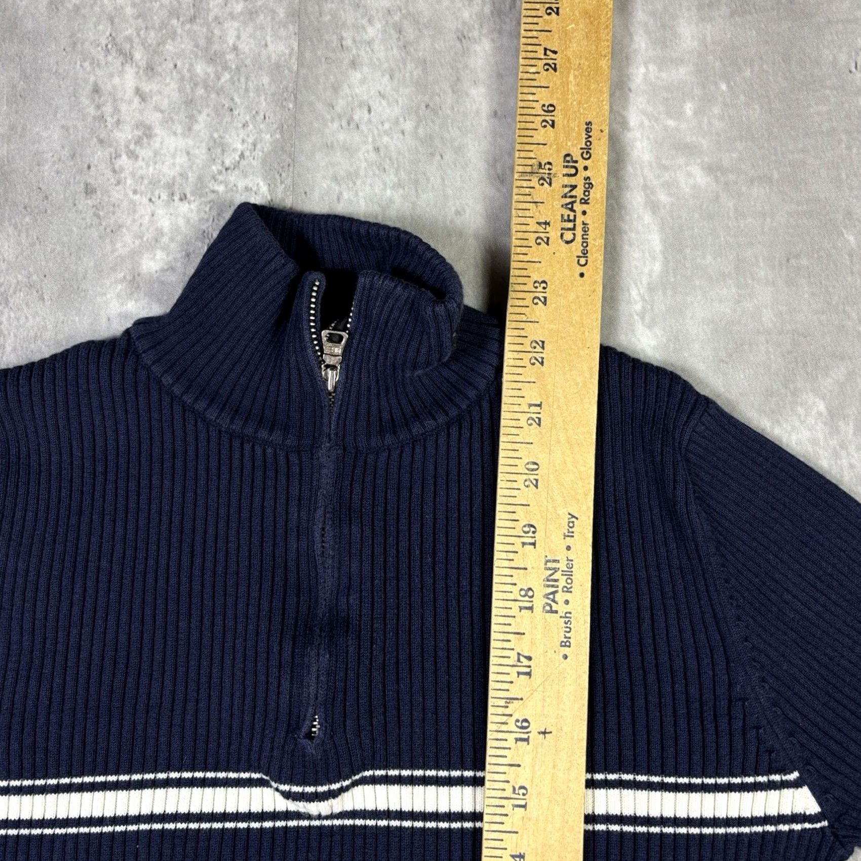 Ralph Lauren VINTAGE Ralph Lauren Polo Jeans Co Women’s Crew Neck Long Sleeve Pullover Zip Q 1/4 Zip Blue Logo Knit Sweater Large Petite Size L / US 10 / IT 46 - 5 Thumbnail
