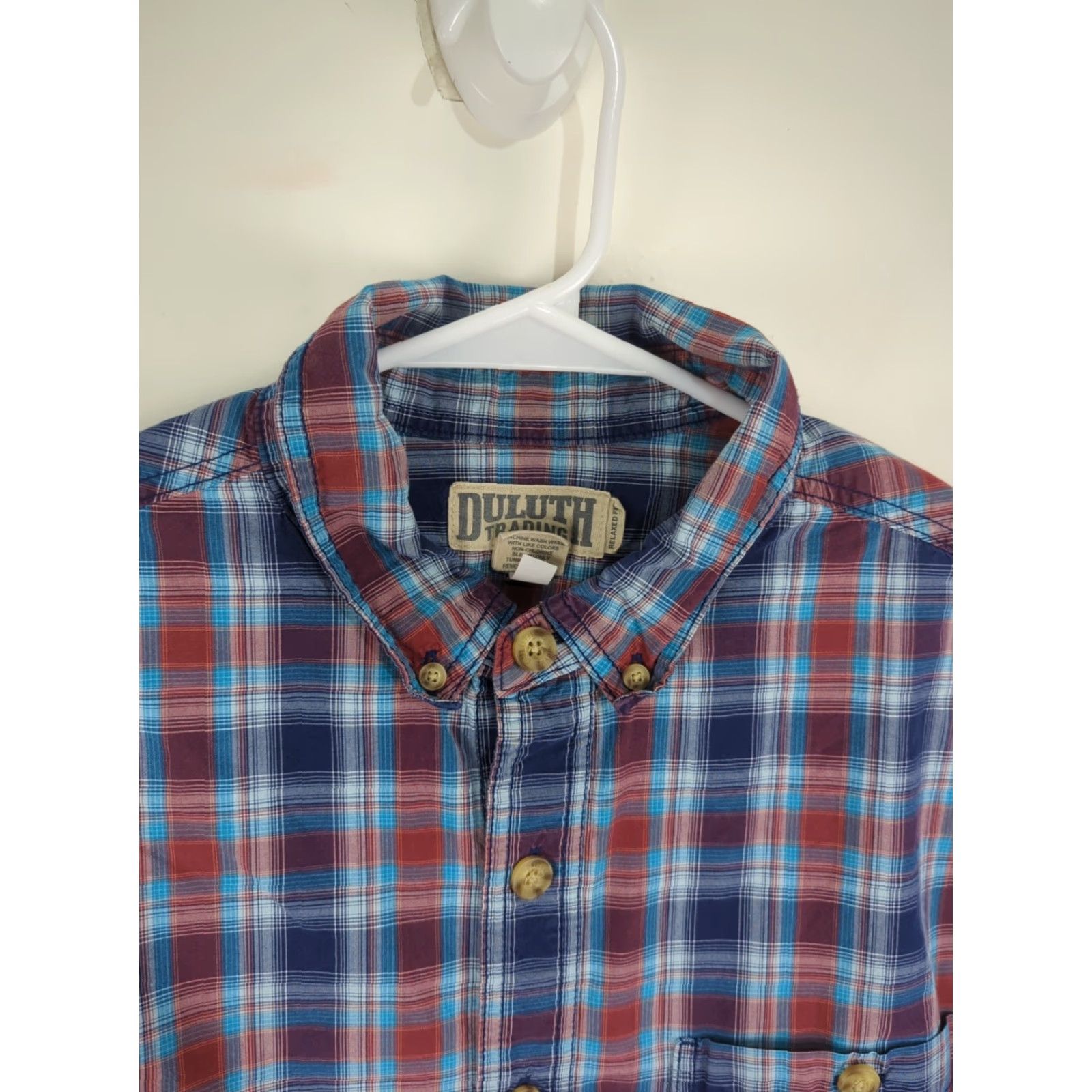 Duluth Trading Company Duluth Trading Button Front Shirt Cotton Red Blue Plaid Large Relaxed Fit Shirt Mens Button-Up Long Sleeve Multicolor Plaid Casual Size US L / EU 52-54 / 3 - 4 Thumbnail