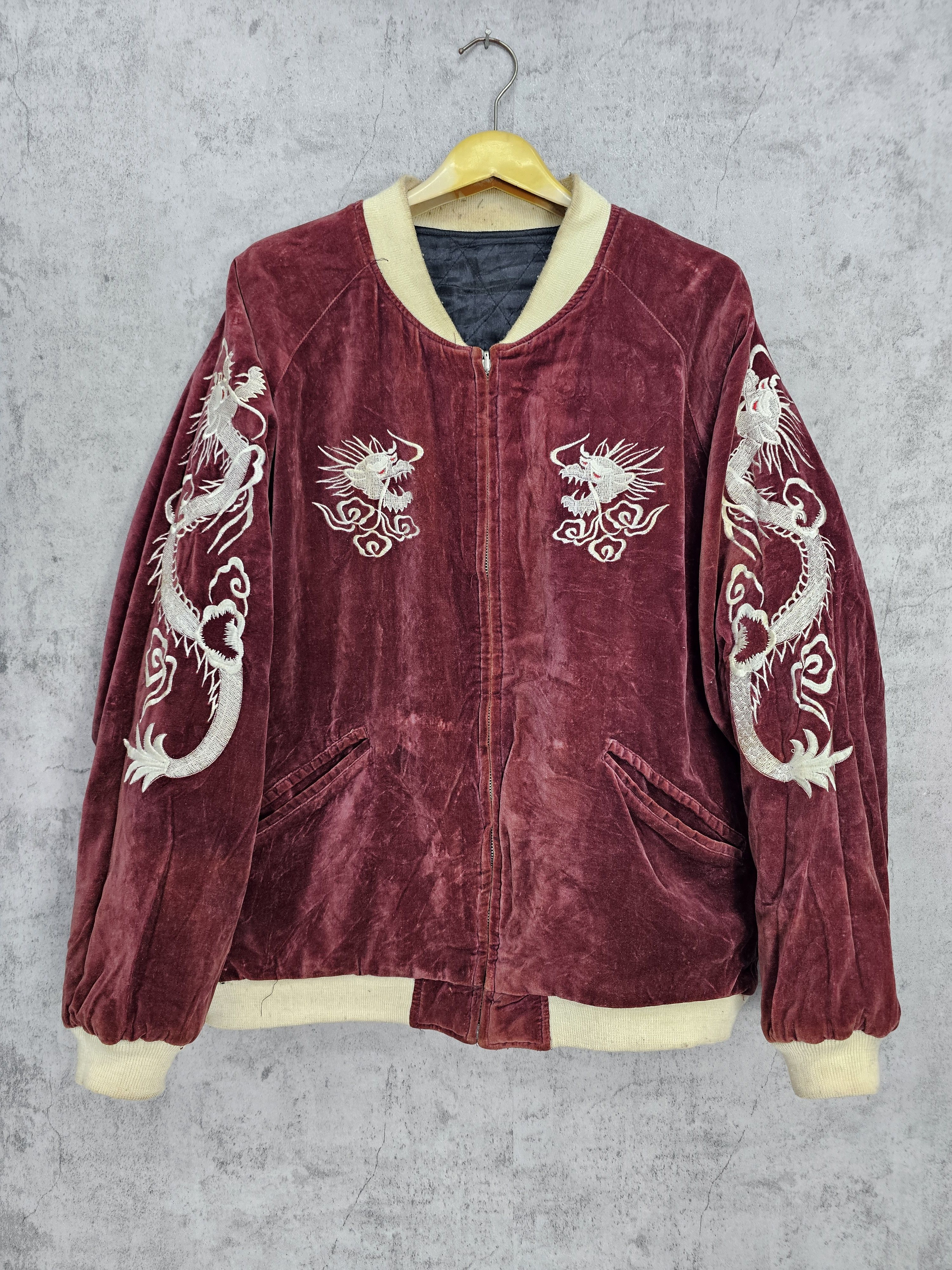 Vintage SUKAJAN Dragon Reversible Velvet Embroider Jacket J0064 Size US L / EU 52-54 / 3 - 3 Thumbnail
