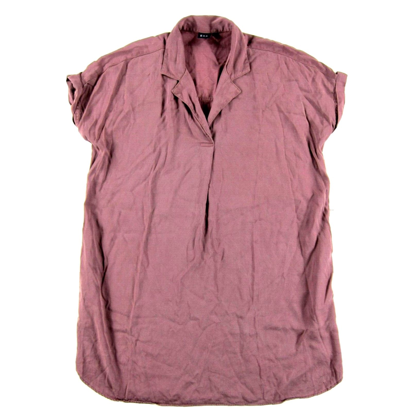 Gap GAP Mauve Pink Cap Sleeve Pocket Collared Shift Tunic Shirt Dress Woman Large Size L / US 10 / IT 46 - 2 Thumbnail