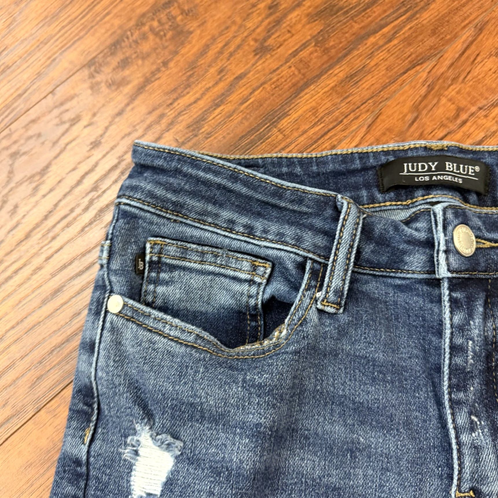 Denime Judy Blue Jeans Womens 27 Relaxed Mid Rise Distressed Stretch Denim 26x26 Blue Denim Straight Jeans Womens Size 26" / US 2 / IT 38 - 3 Thumbnail