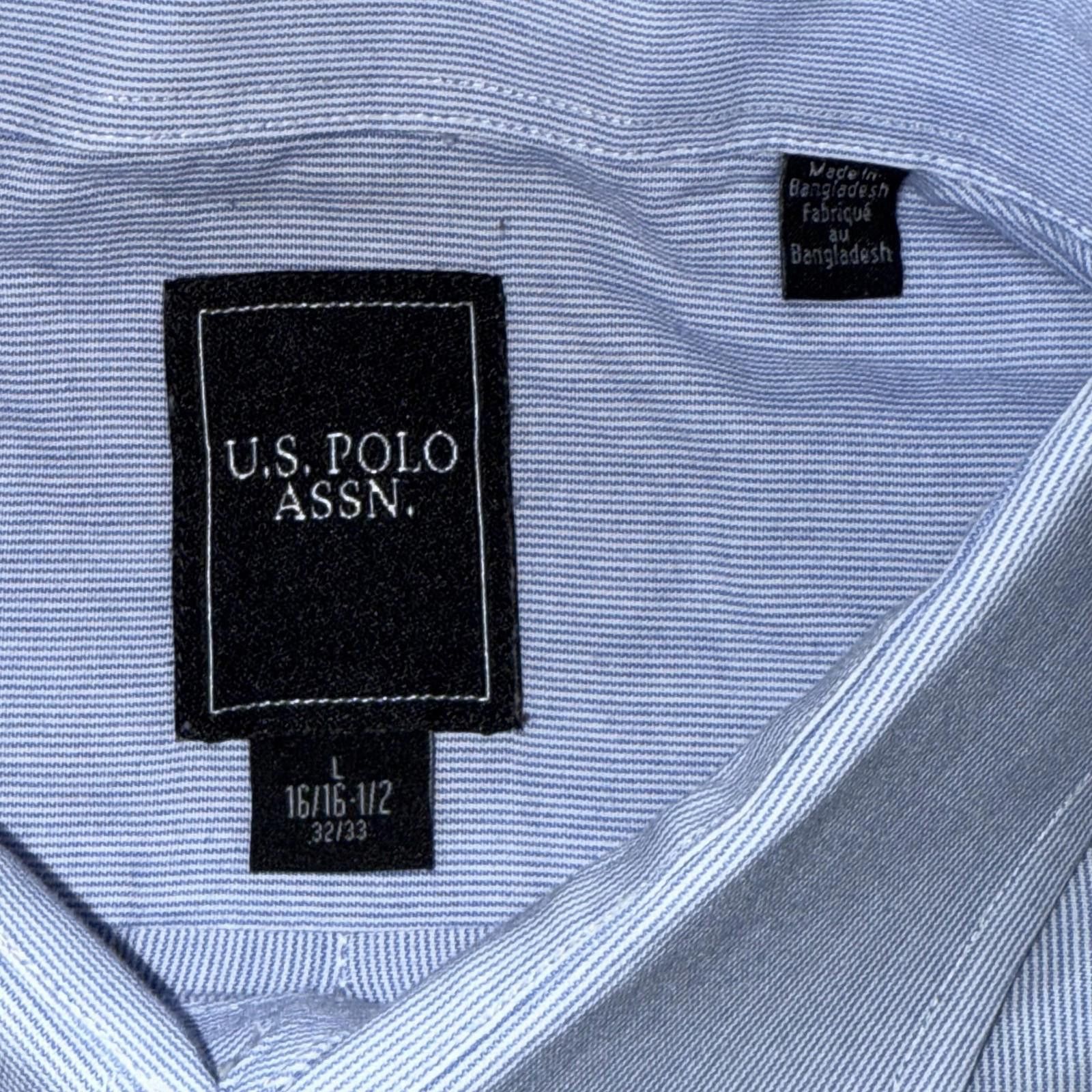 U.S. Polo Assn. US Polo Assn Shirt Mens L Blue Button Down Long Sleeve Logo Size 42R - 4 Thumbnail