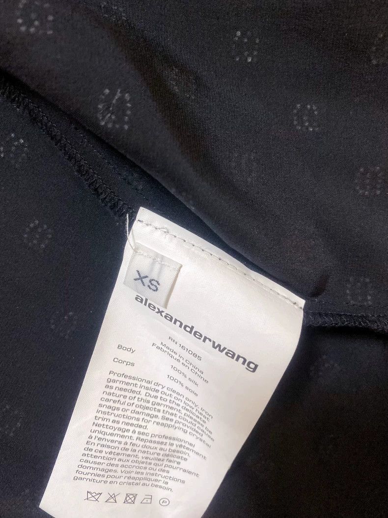 Alexander Wang Alexanderwang Black Logo Silk Shirt- Size XS / US 0-2 / IT 36-38 - 4 Thumbnail