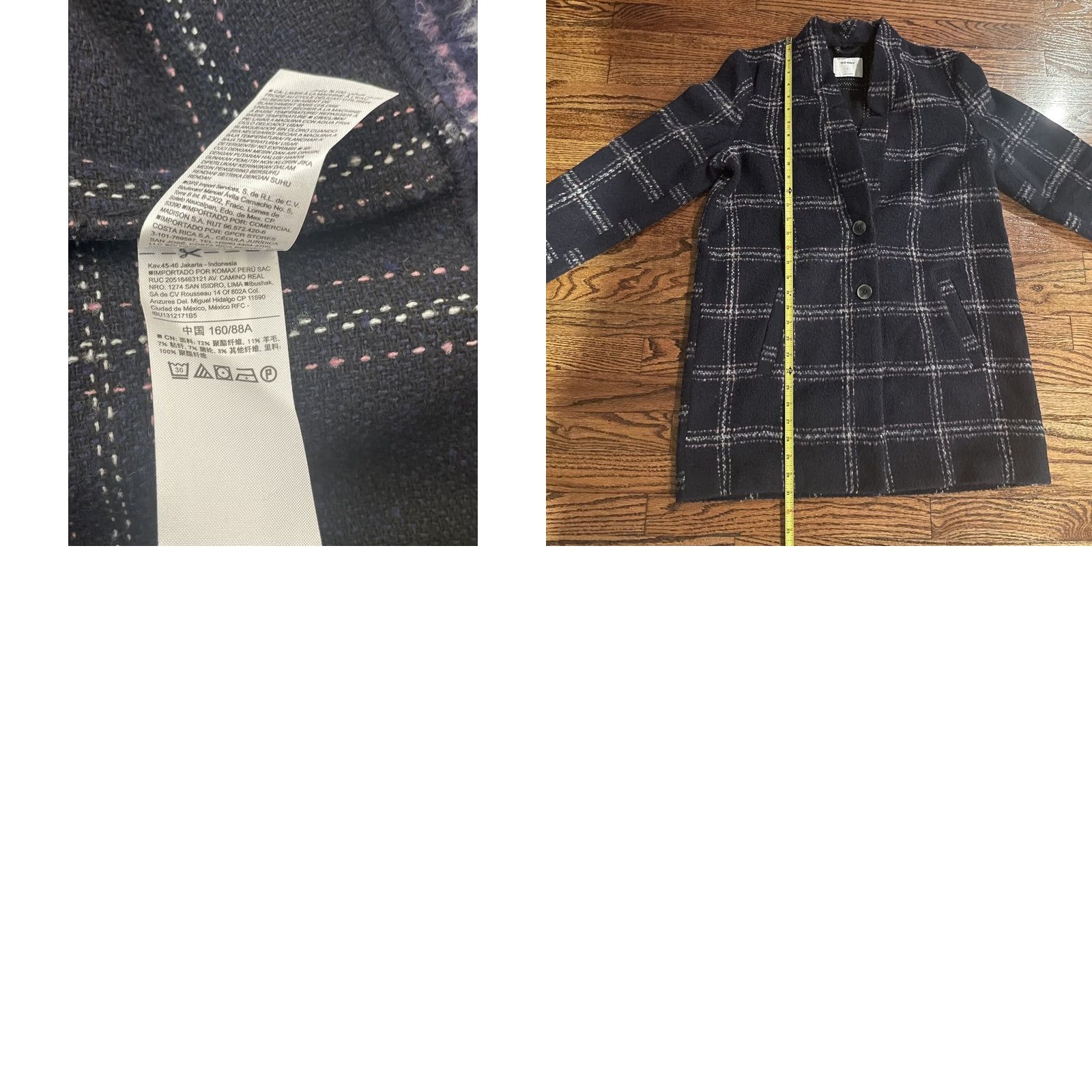 Old Navy Old Navy Coatigan Women Small Navy Plaid Wool Blend Button Pocketed Mid-Length Knit Coatigan, Regular Fit, Outdoor, Winter Fall Spring Size S / US 4 / IT 40 - 11 Thumbnail