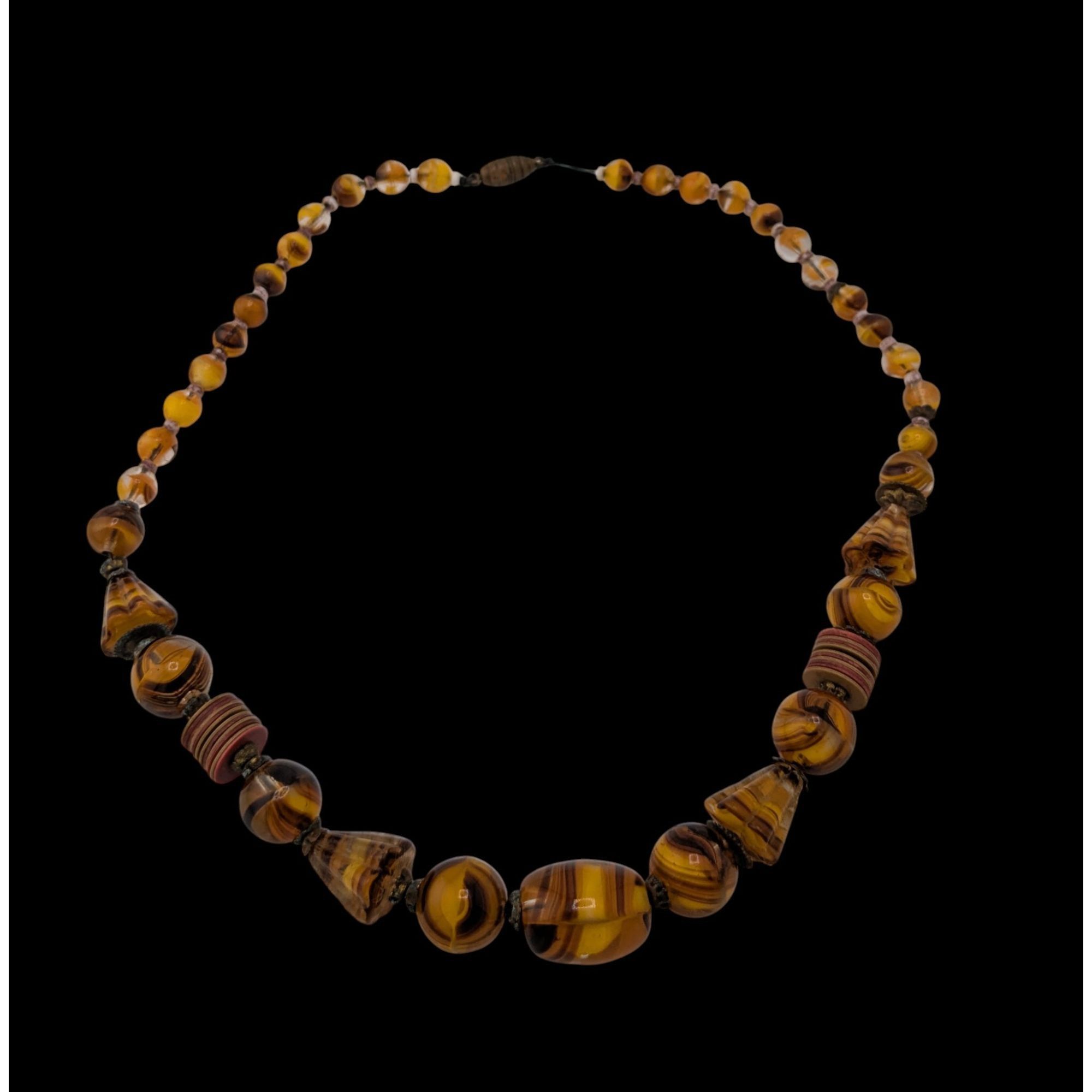 Other Vintage Marbled Glass Necklace In Honey And Earth Tones Size ONE SIZE - 1 Thumbnail