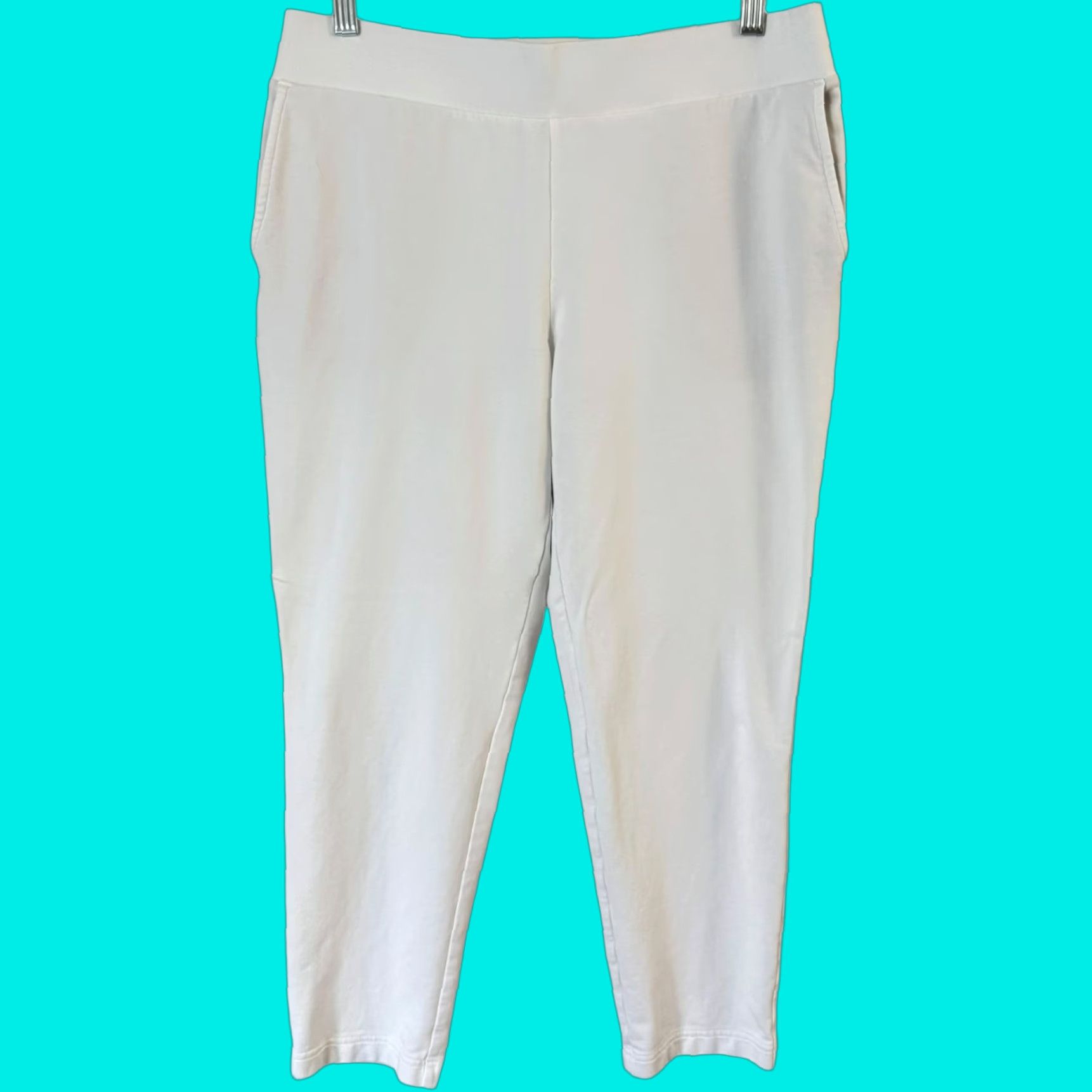 J. Jill J. Jill Pure Affinity French Terry Pants White Slim-Leg Crop Pull-On Women Small Size 28" / US 6 / IT 42 - 1 Thumbnail