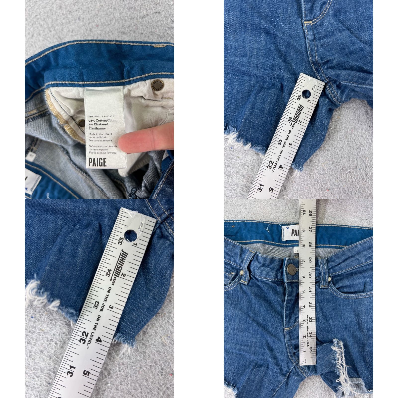 Anthropologie Anthropologie Paige Shorts Womens Blue Denim Cut-Off Low Rise 26 Regular 4 in Inseam 27x4 Cotton Size 26" / US 2 / IT 38 - 8 Thumbnail