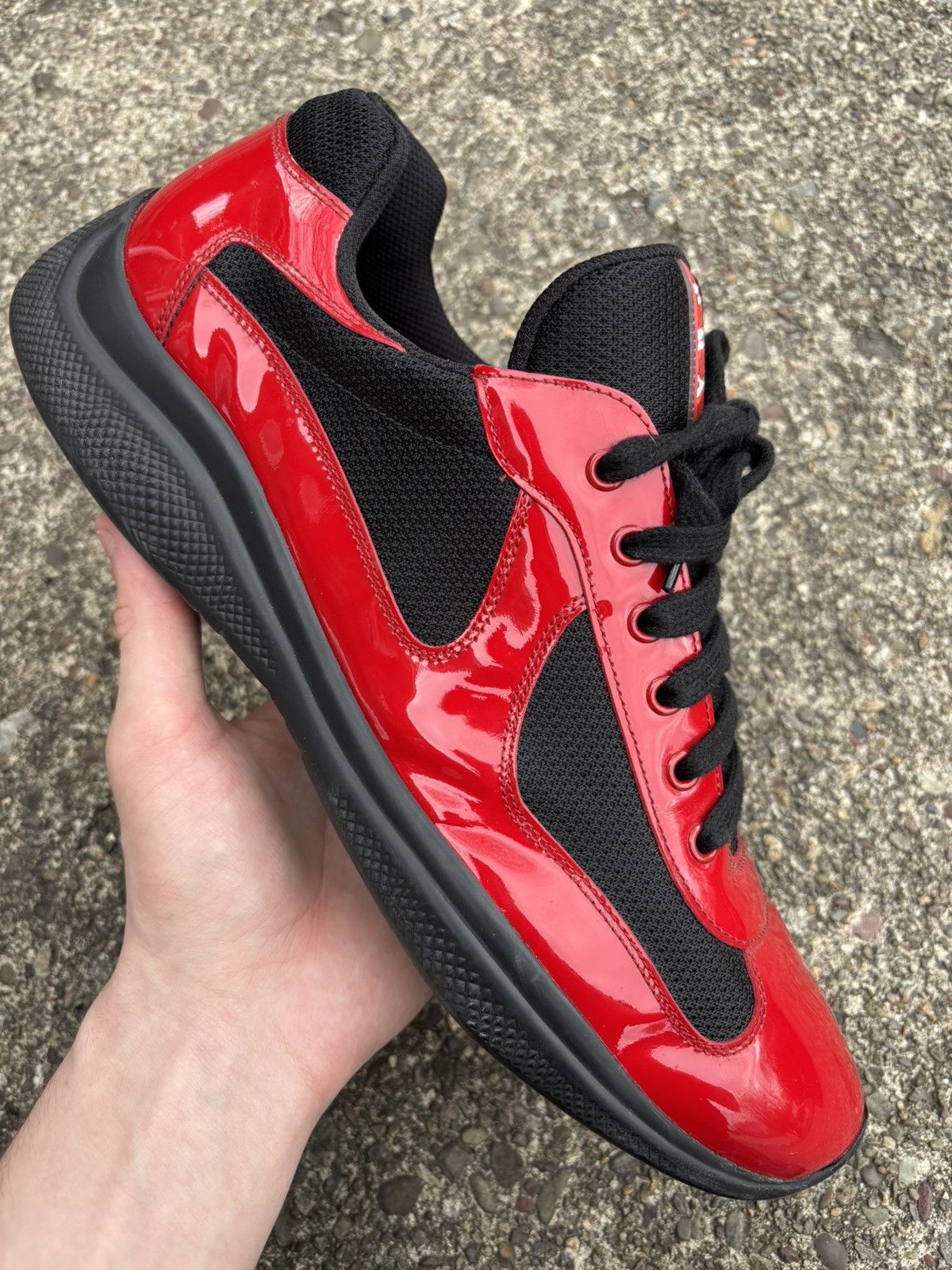 Prada Americas Cup Red Patent Leather Size 15 Shoes, Men's
