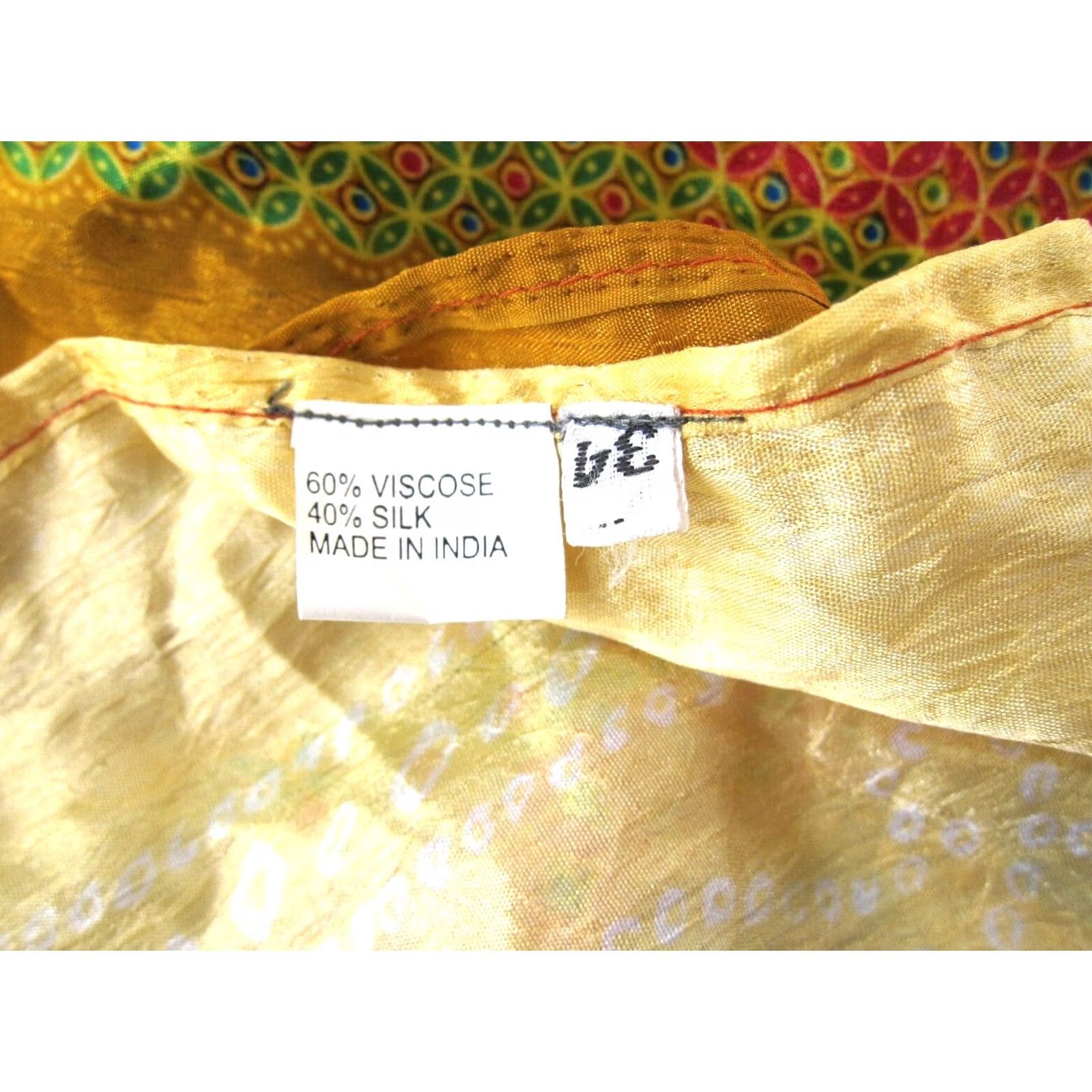 Vintage VINTAGE India Silk Blue Red Yellow Floral Paisley Long Reversible Wrap Skirt Size 36" / US 14 / IT 50 - 4 Thumbnail