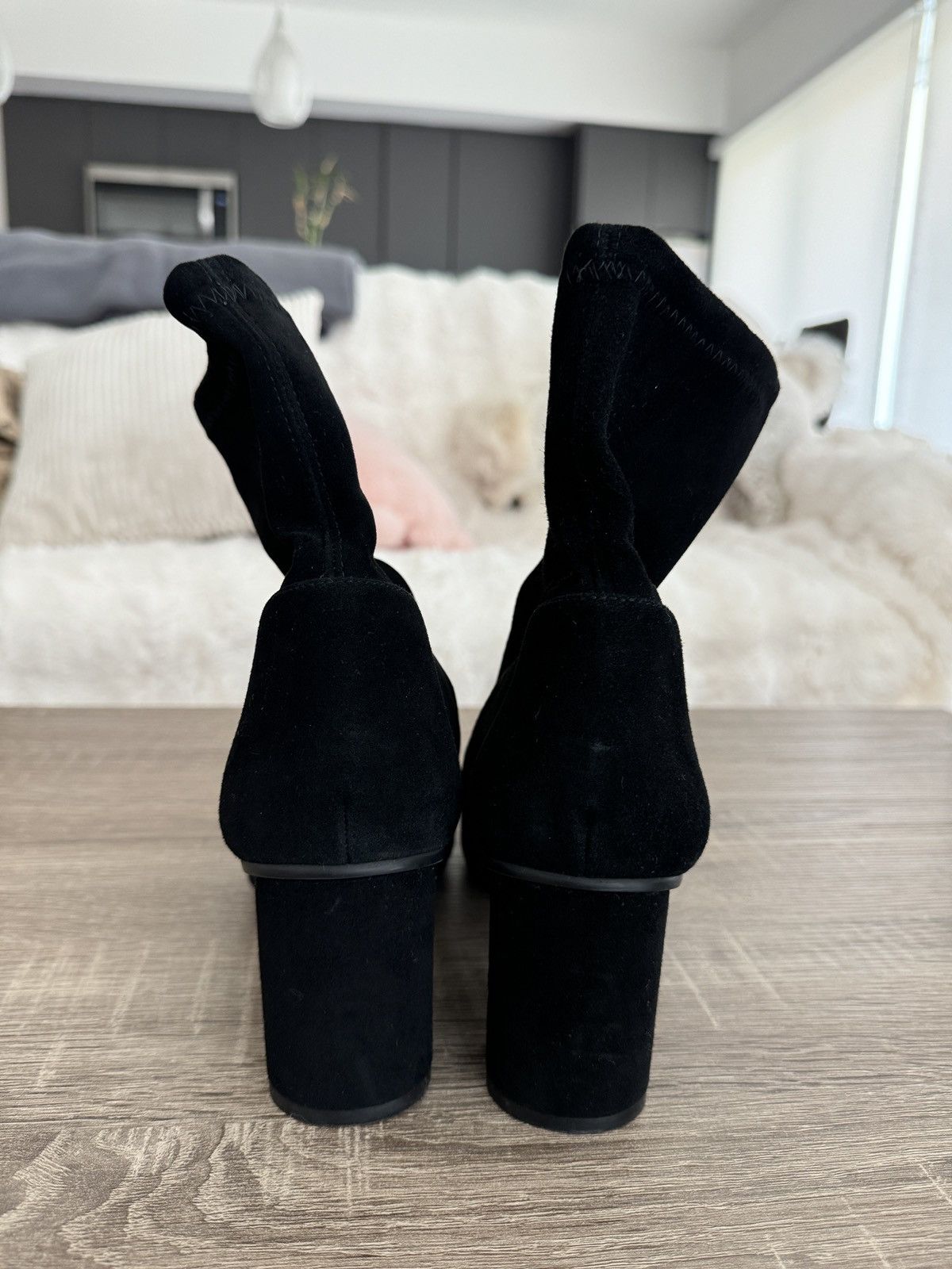 Stuart Weitzman YULIANA 60 BLACK SUEDE STRECH BOOTS Size US 8 / IT 38 - 4 Thumbnail