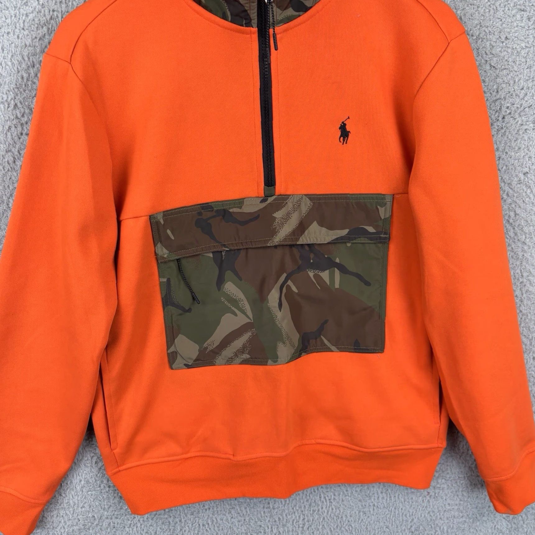 Polo Ralph Lauren Polo Ralph Lauren Polo Ralph Lauren Double Knit Hybrid 1/2 Zip Pullover Mens Small Orange Camo Size US S / EU 44-46 / 1 - 3 Thumbnail