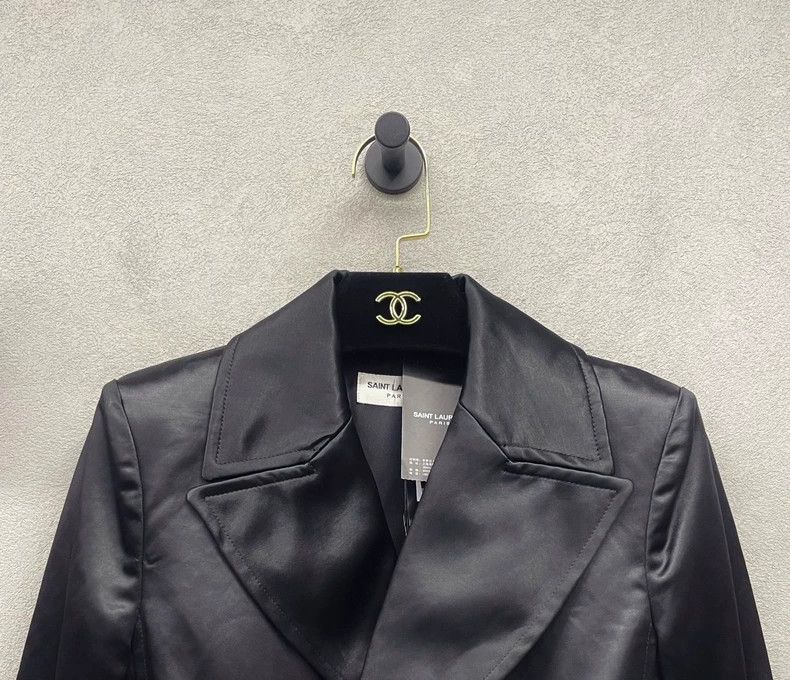 Saint Laurent Paris Saint Laurent ParisSolid Polyester Double Breasted Fitted Size XXS / US 00 / IT 34 - 4 Thumbnail