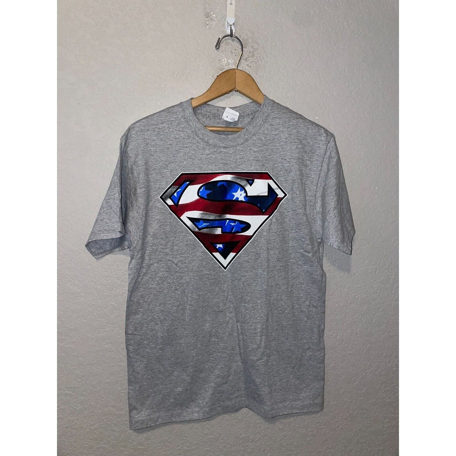 Jerzees Vintage Superman Ameria Shirt Super Man American Flag Tee M Size US M / EU 48-50 / 2 - 1 Thumbnail