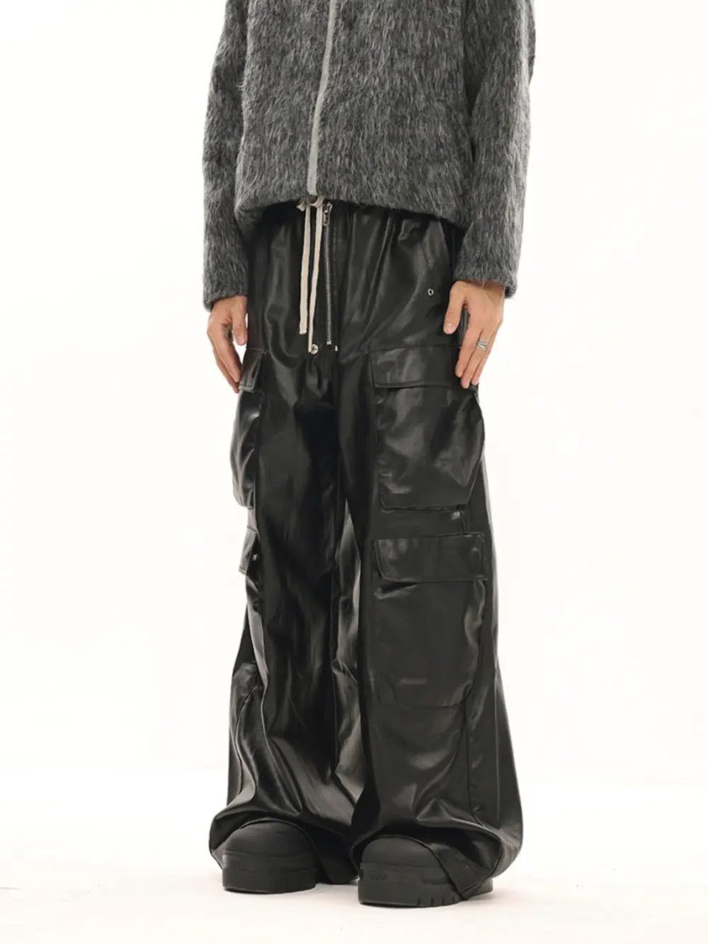 Jean Baggy Leather Jeans Size US 33 - 1 Thumbnail