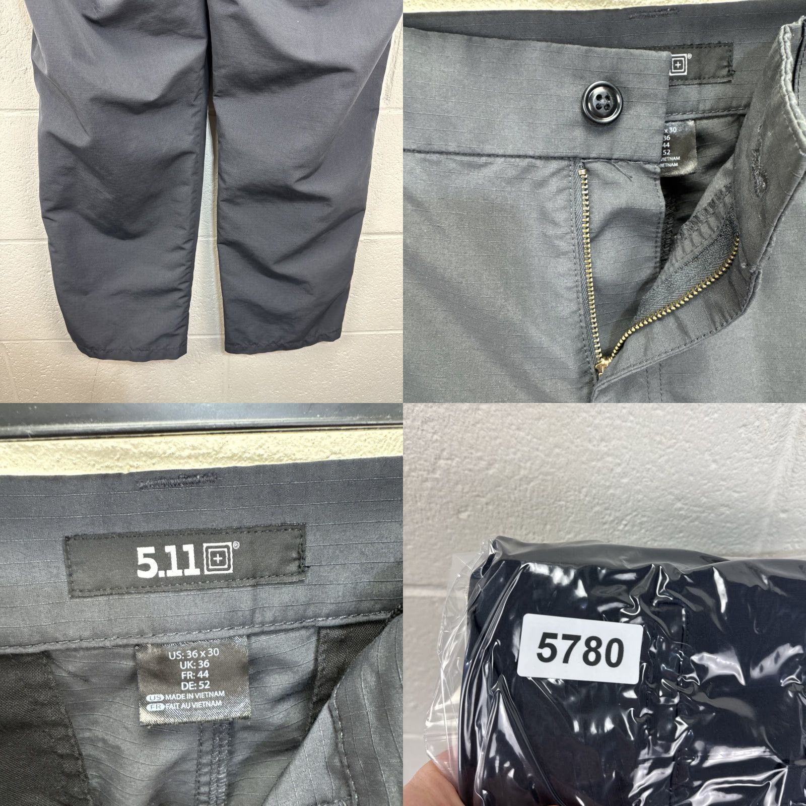 Vintage 5.11 Tactical Men's Cargo Pants Charcoal Gray 36x30 Casual Workwear 5-Pocket Cargo Pockets Herringbone Cotton Polyester Blend Gray Mens Pants Size US 36 / EU 52 - 9 Thumbnail