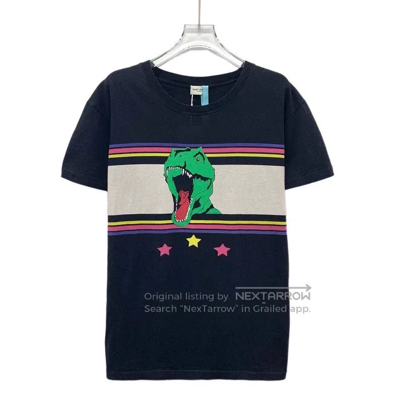 Saint Laurent Paris Saint Laurent Paris Black Dinosaur Printed Crew Neck Short Size US S / EU 44-46 / 1 - 1 Thumbnail