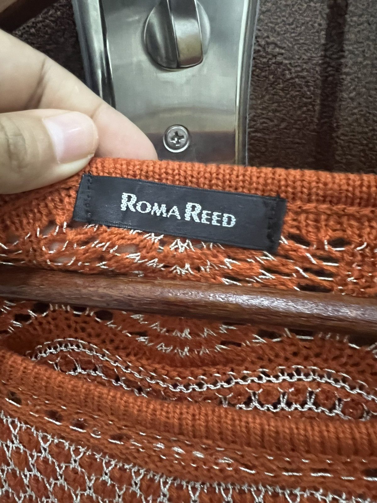 Japanese Brand ROMAREED Orange Crochet Transparent Breathable Knit Sweater Size L / US 10 / IT 46 - 5 Thumbnail