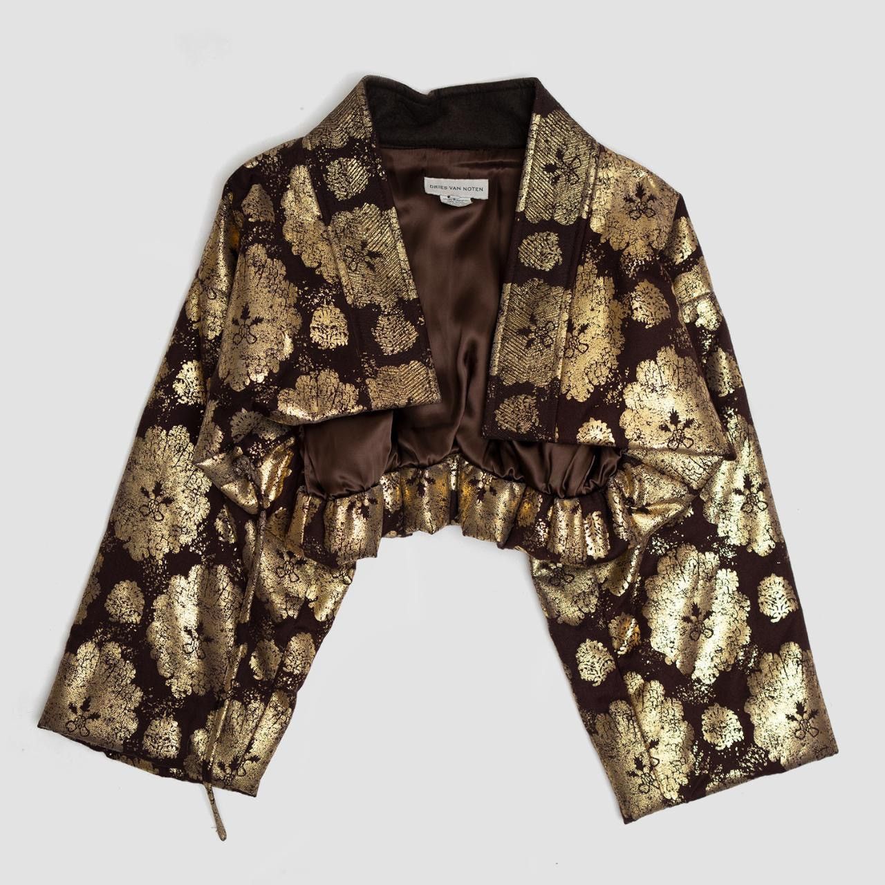 image of Dries Van Noten Fall 1997 Gold Leaf Afghan Horseman Jacket, Women's (Size Medium)
