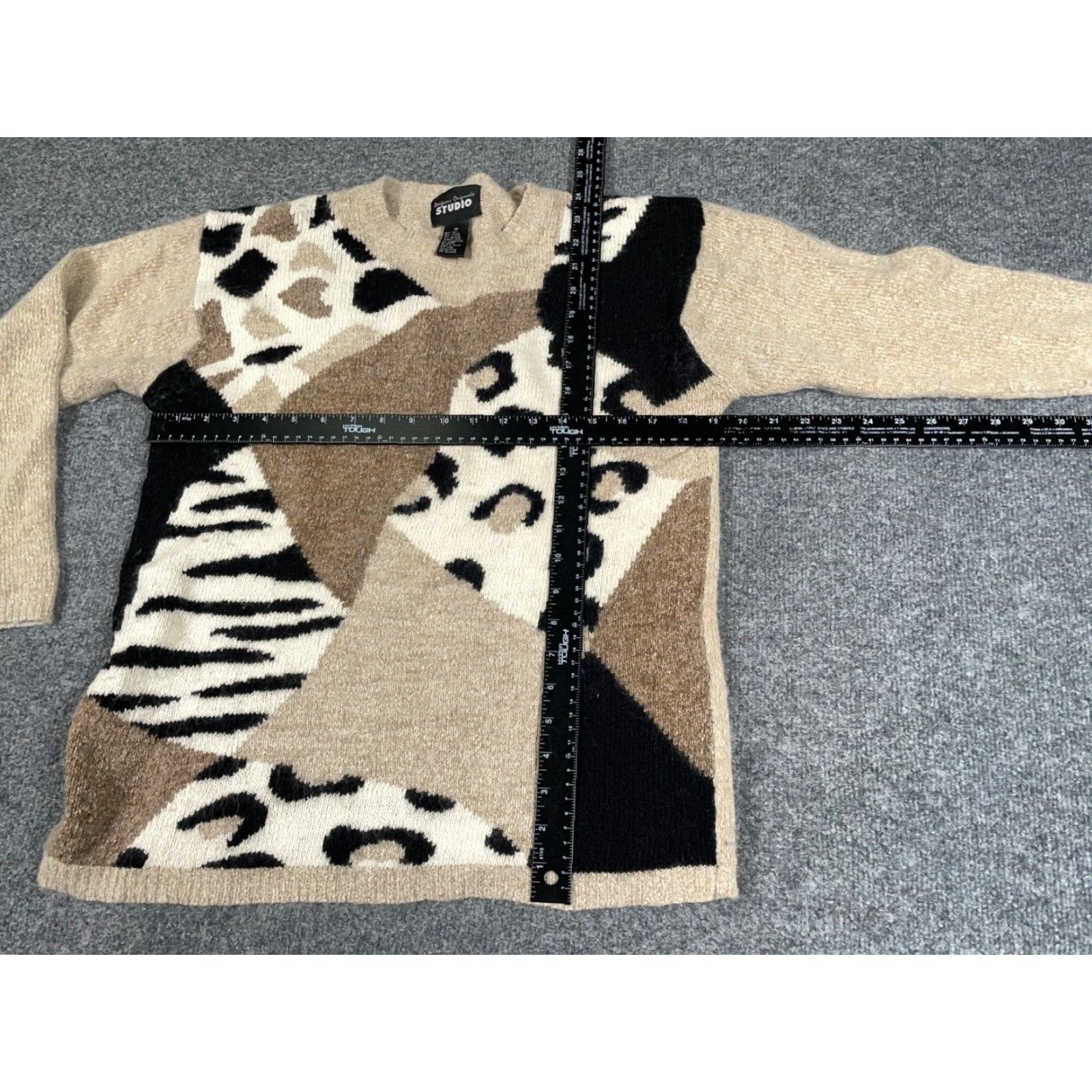 Etro Retro Leopard Abstract Pattern Silk Sweater Women's Medium Beige Angora Wool Size M / US 6-8 / IT 42-44 - 4 Thumbnail