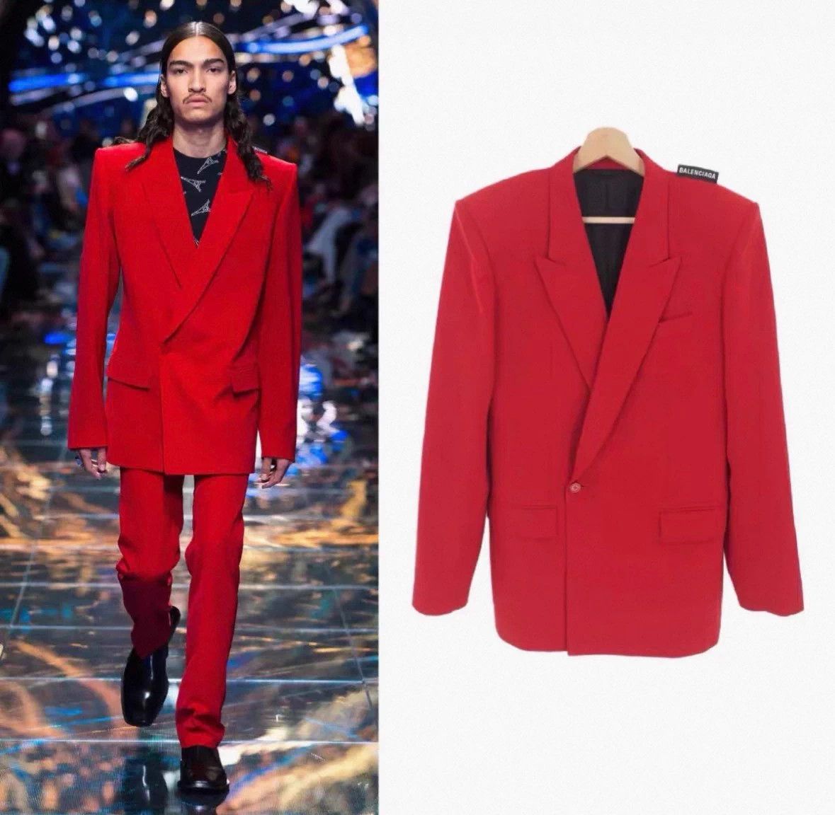 Balenciaga Balenciaga 80s Boxy Shoulder Blazer Red IT46 Size US S / EU 44-46 / 1 - 1 Thumbnail