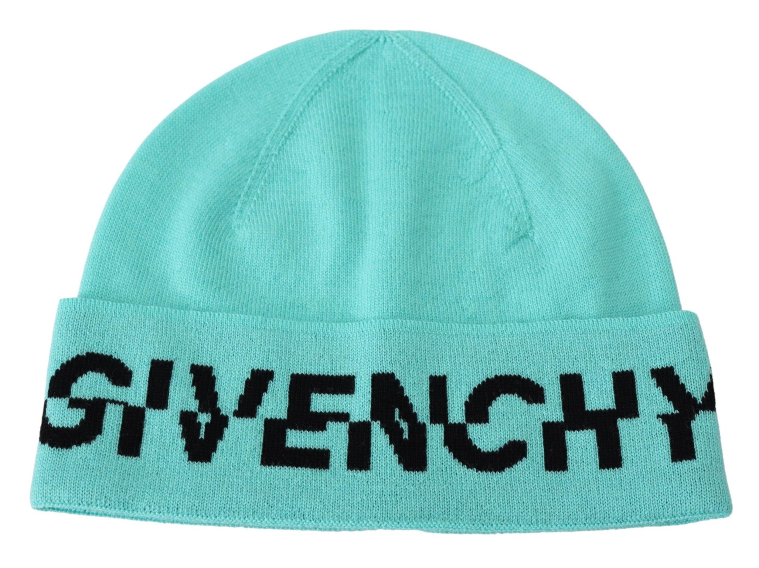 Givenchy Aquamarine Green Wool Beanie with Signature Men's Logo Size ONE SIZE - 1 Thumbnail