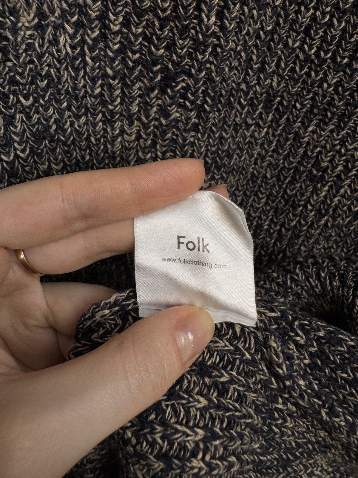 Folk Folk 1/4 zip cotton stretchy knitted pullover sweater Size US L / EU 52-54 / 3 - 9 Thumbnail