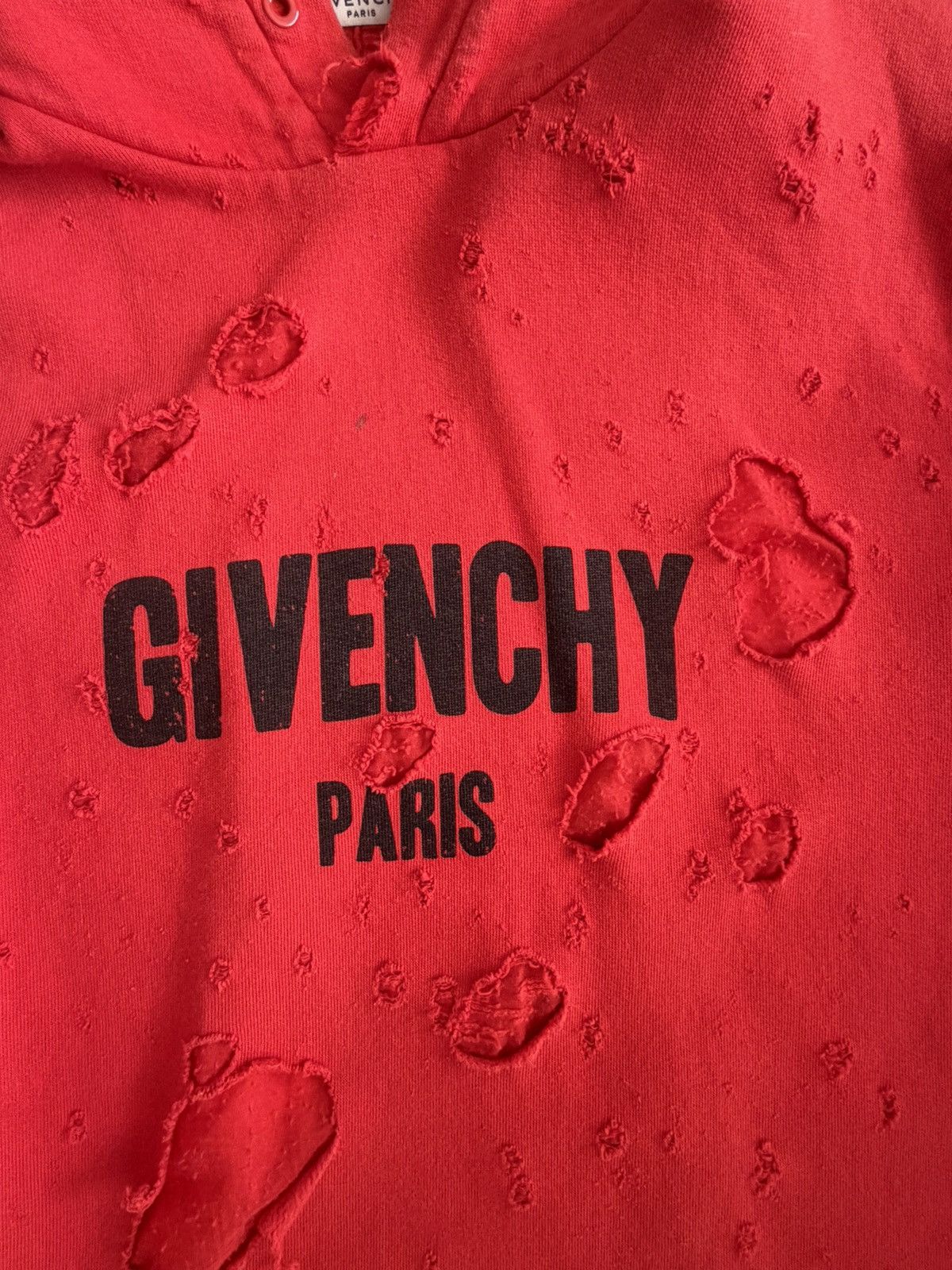 Givenchy Givenchy Red Distressed Hoodie Size US S / EU 44-46 / 1 - 3 Thumbnail