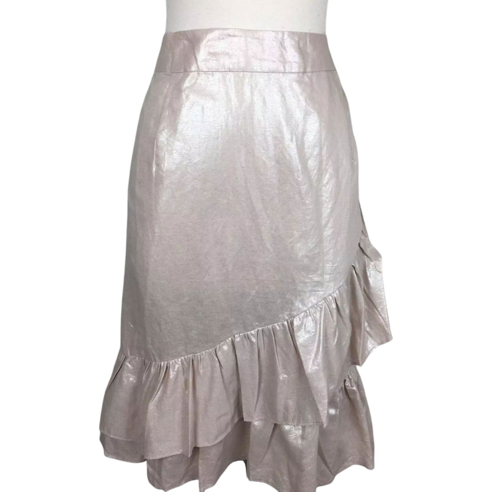 Other PLUS Size 16 | Pink Blush Shimmer Linen Skirt | ELOQUII Size 38" / US 16 / IT 52 - 1 Thumbnail