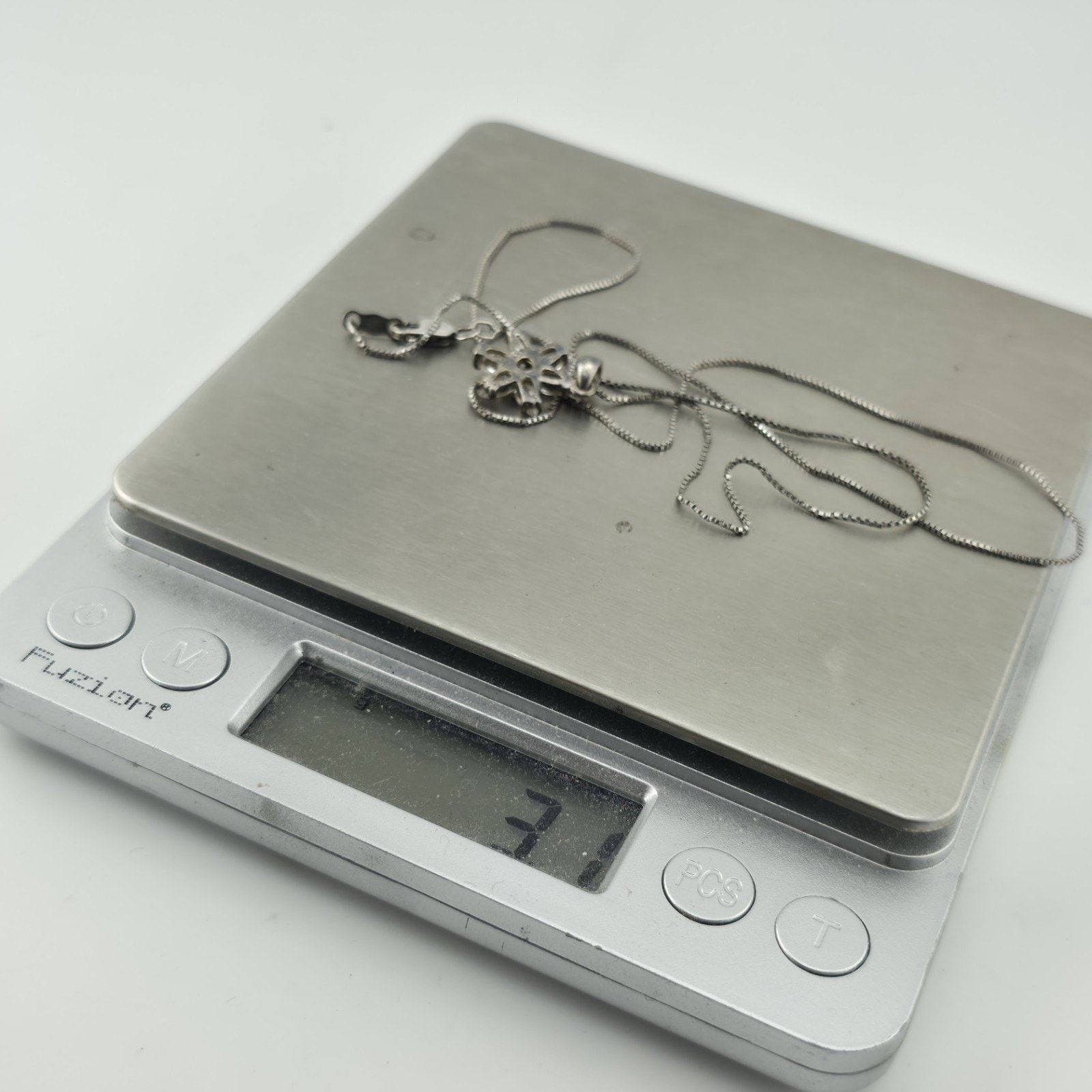 Vintage Sterling Silver 925 CZ Flower Pendant Necklace 18” Dainty Size ONE SIZE - 6 Thumbnail