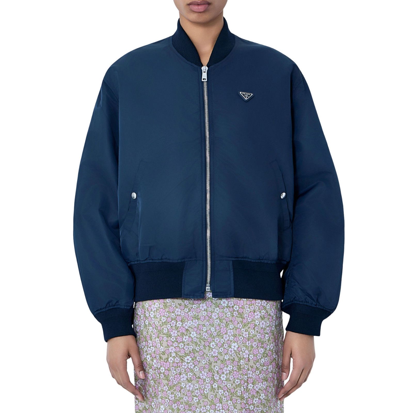 Prada PRADA Blue Zip Bomber Jacket New And Authentic (Women's size Size M / US 6-8 / IT 42-44 - 1 Preview