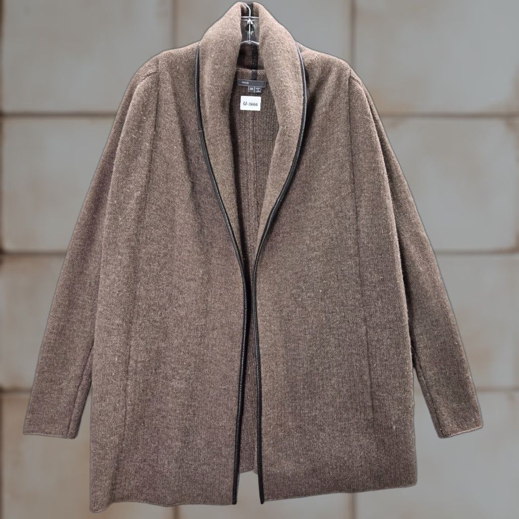 VINTAGE Vince Sweater Cardigan Women XS Brown Open Front Alpaca