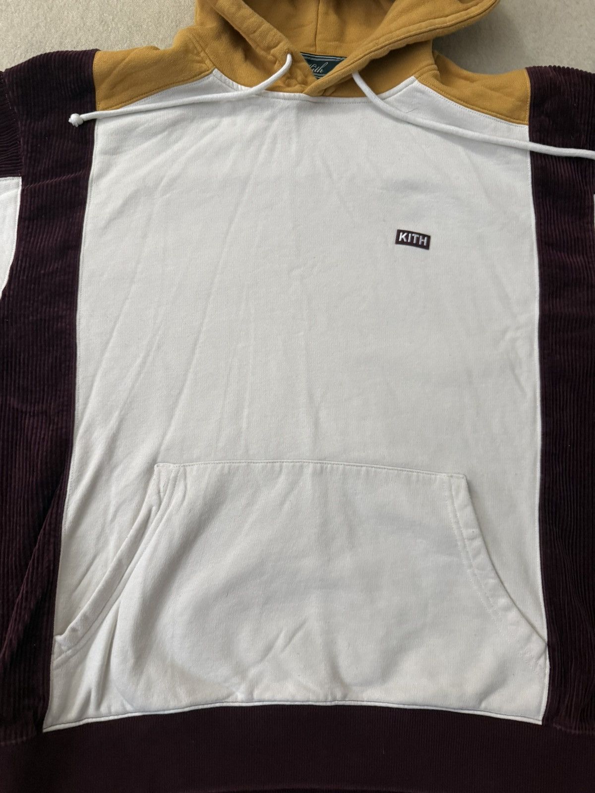 KITH NY Albany Sandrift Corduroy Color Block Hoodie Large L