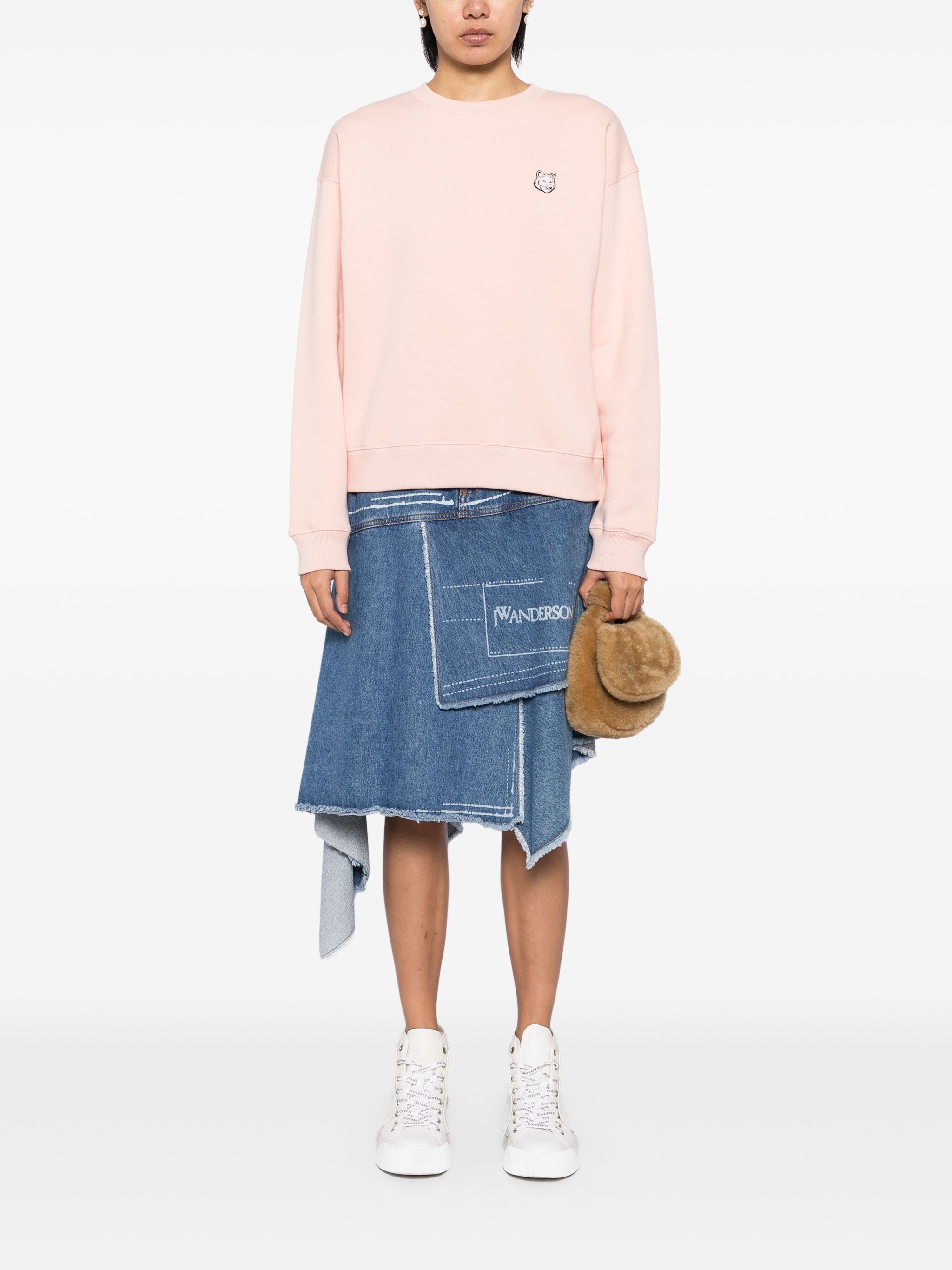Maison Kitsune o1s22i1n1124 Bold Fox Head Crewneck Sweatshirt in Pink Size M / US 6-8 / IT 42-44 - 2 Thumbnail