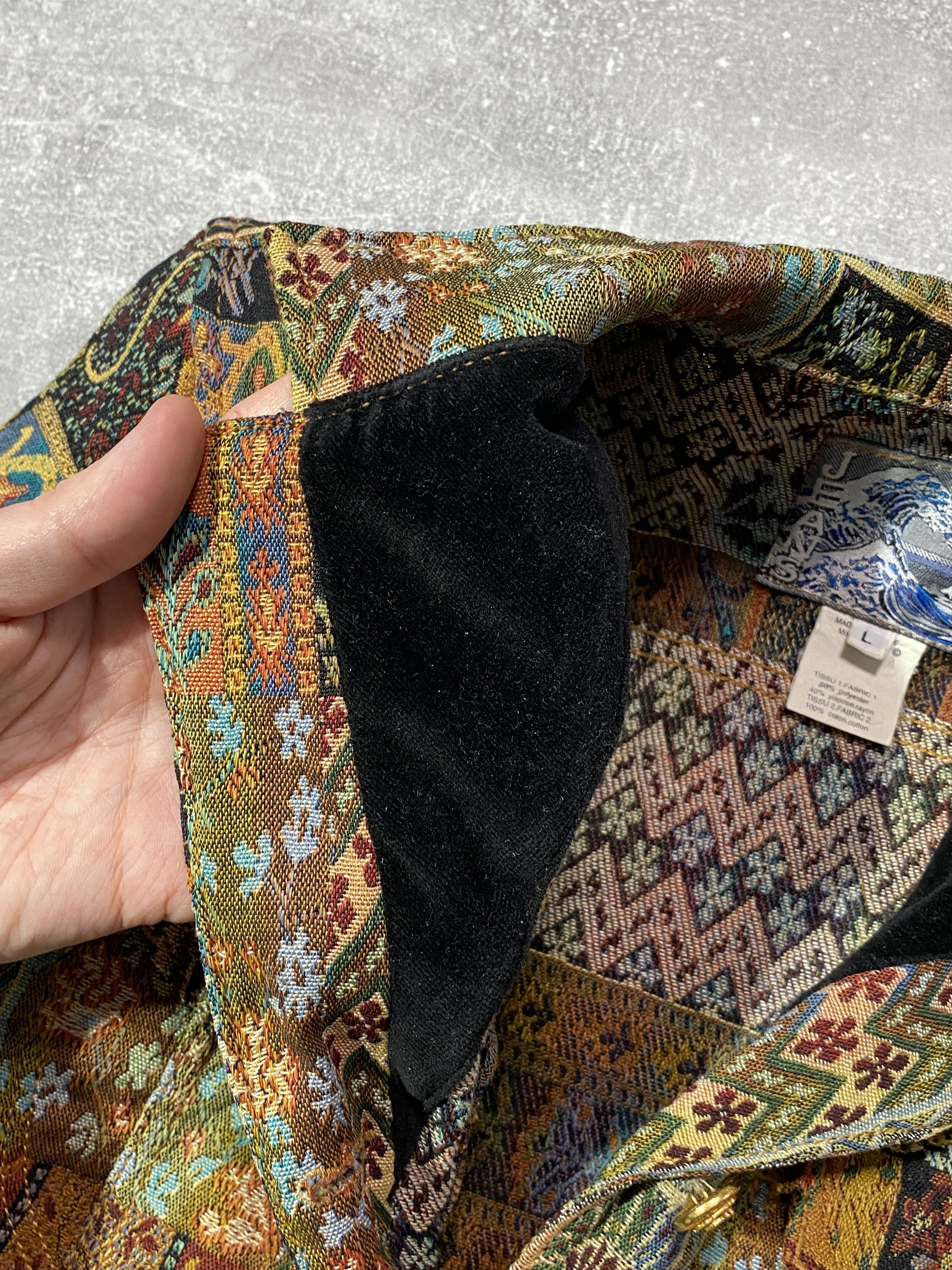 Kenzo Vintage 80s KENZO Tapestry Boho Patchwork Blazer Coat Flora Size L / US 10 / IT 46 - 12 Thumbnail