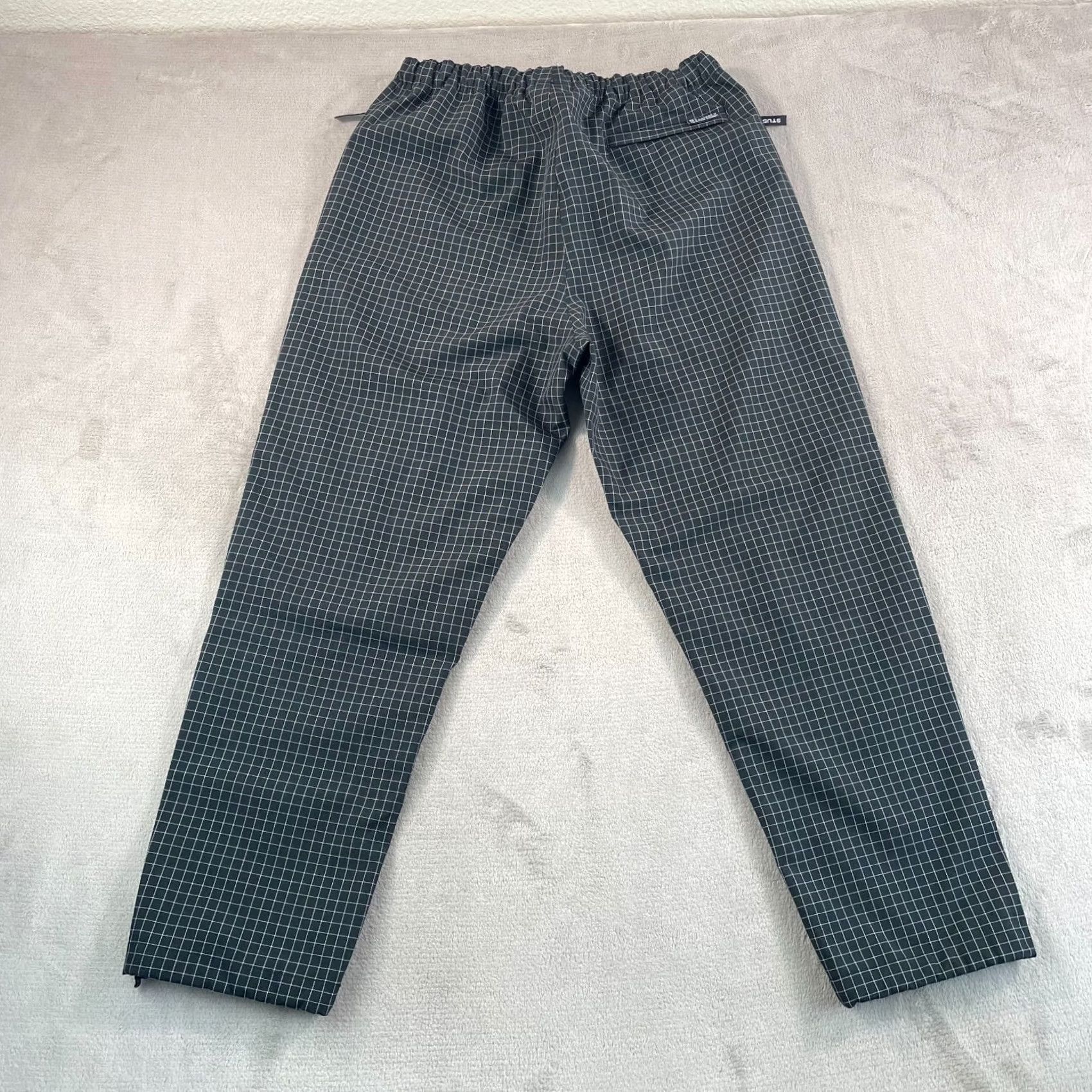 Vintage Stussy Shell Pants Men M Black Check Grid Cinch Waist Hem Zip Pockets New Size US 31 - 7 Thumbnail