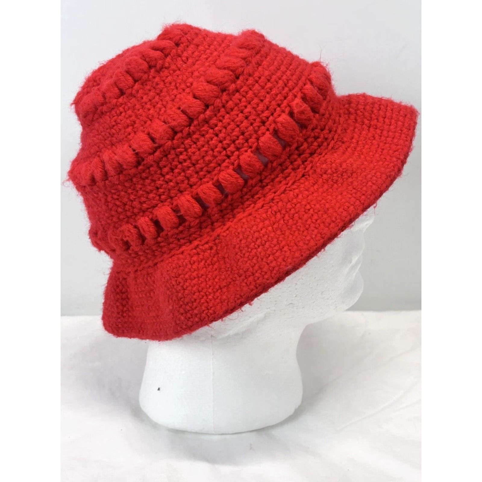 Vintage VINTAGE Boho Crochet Hat 1970s Red One Size Women’s Size ONE SIZE - 5 Thumbnail