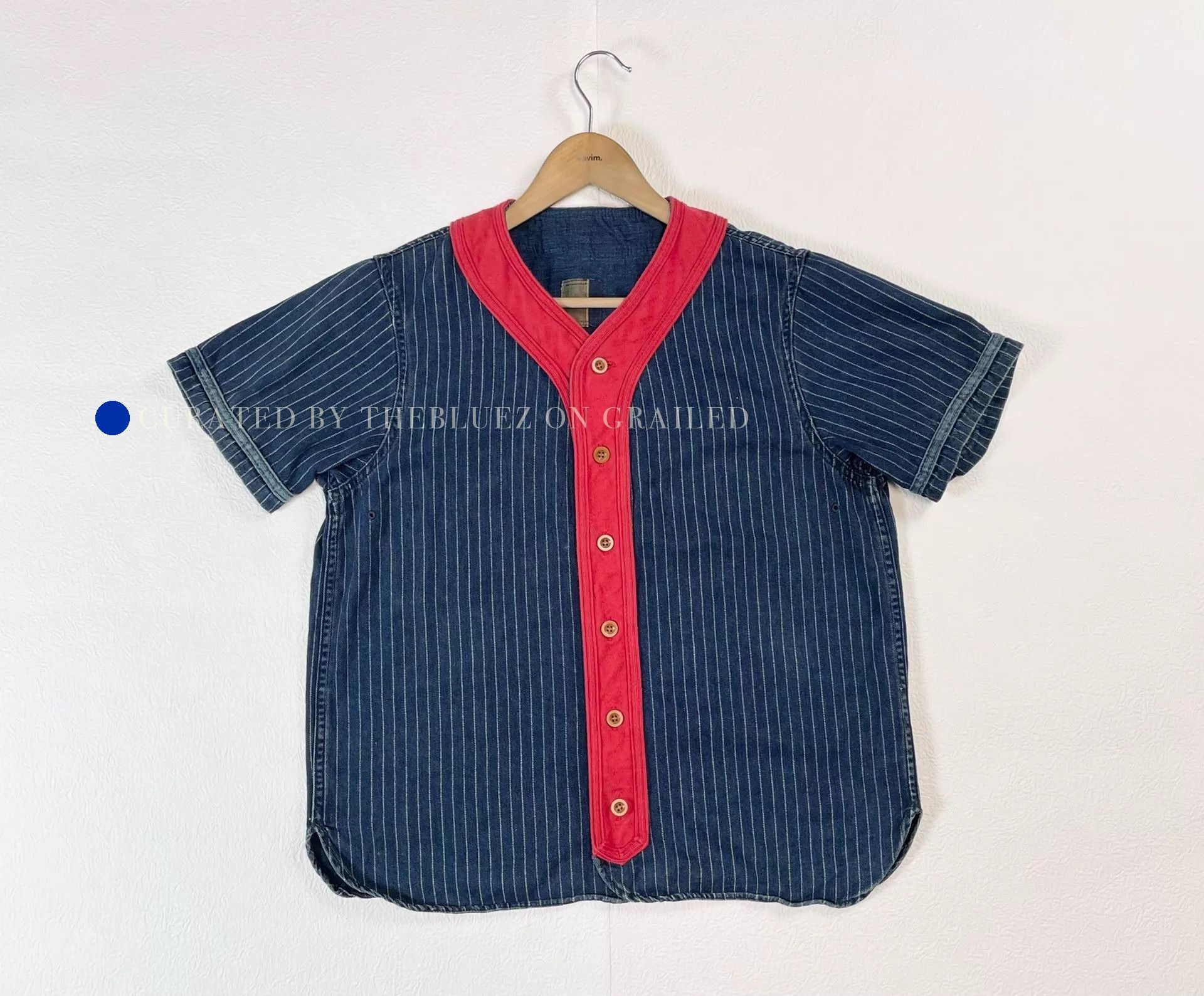Visvim Striped Short-Sleeve Baseball Shirt in Blue Size US M / EU 48-50 / 2 - 1 Thumbnail