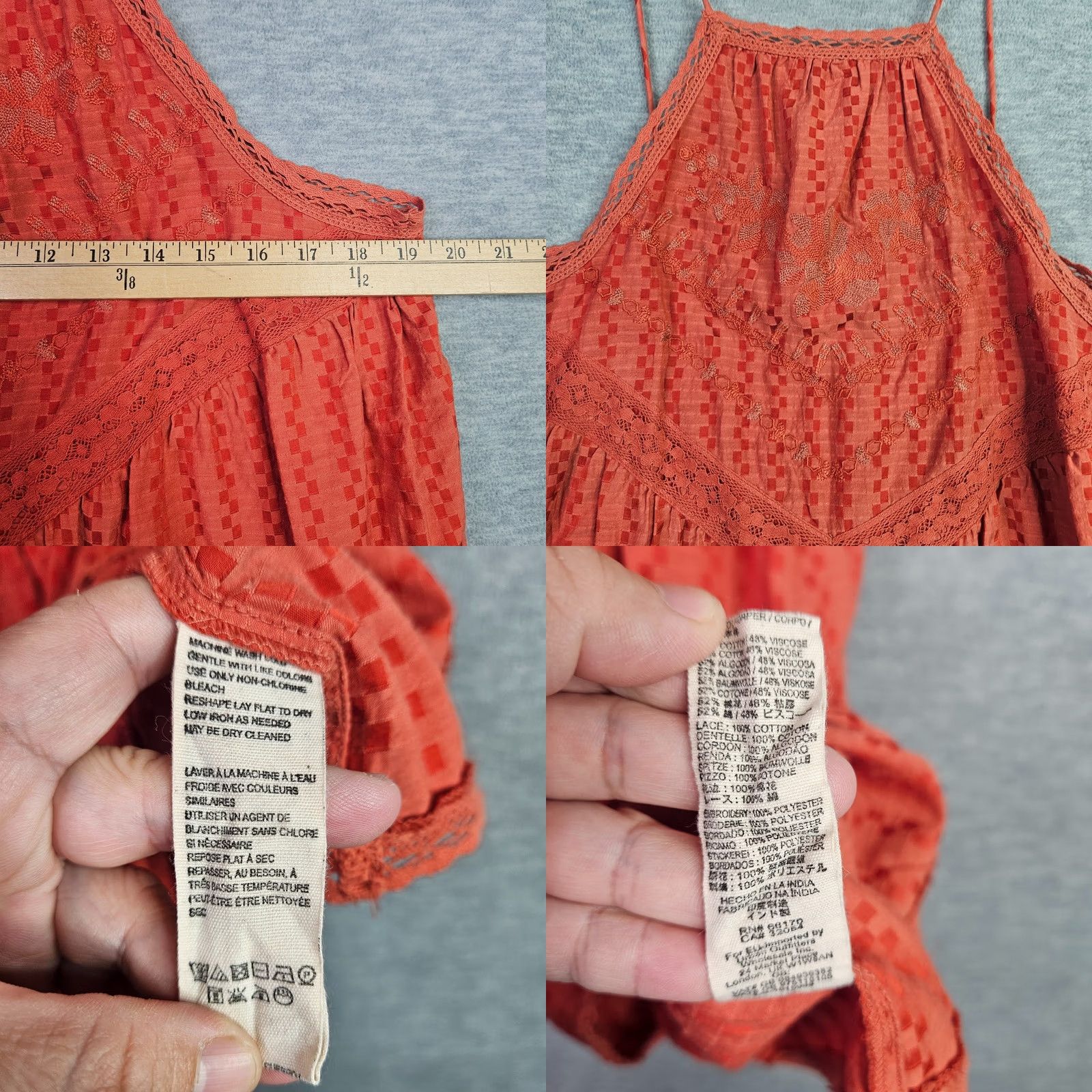 Free People FREE PEOPLE Elisa Tunic Lace Top Paprika Orange NWT Size M Size M / US 6-8 / IT 42-44 - 8 Thumbnail