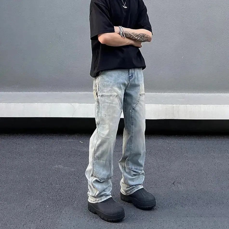 Japanese Brand Street cargo loose washed jeans trousers 90’s y2k Size US 34 / EU 50 - 1 Thumbnail