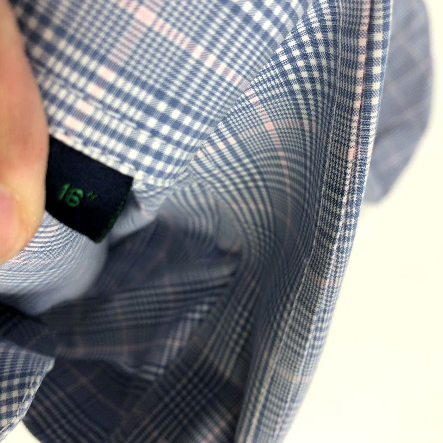 Boden Boden 16/35 .5 Button Front Long Sleeve Dress Shirt Blue Men’s EUC Check Size 42R - 7 Thumbnail