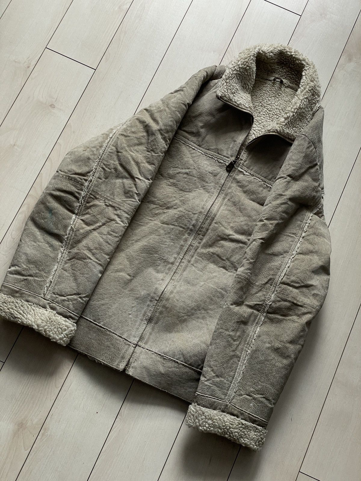 Vintage Beige Leather jacket with teddy fur inside Size US M / EU 48-50 / 2 - 13 Thumbnail